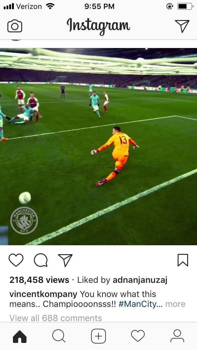 
Ex-United player Januzaj liked a post on Kompany's Instagram page celebrating City's title win (Instagram/vincentkompany)