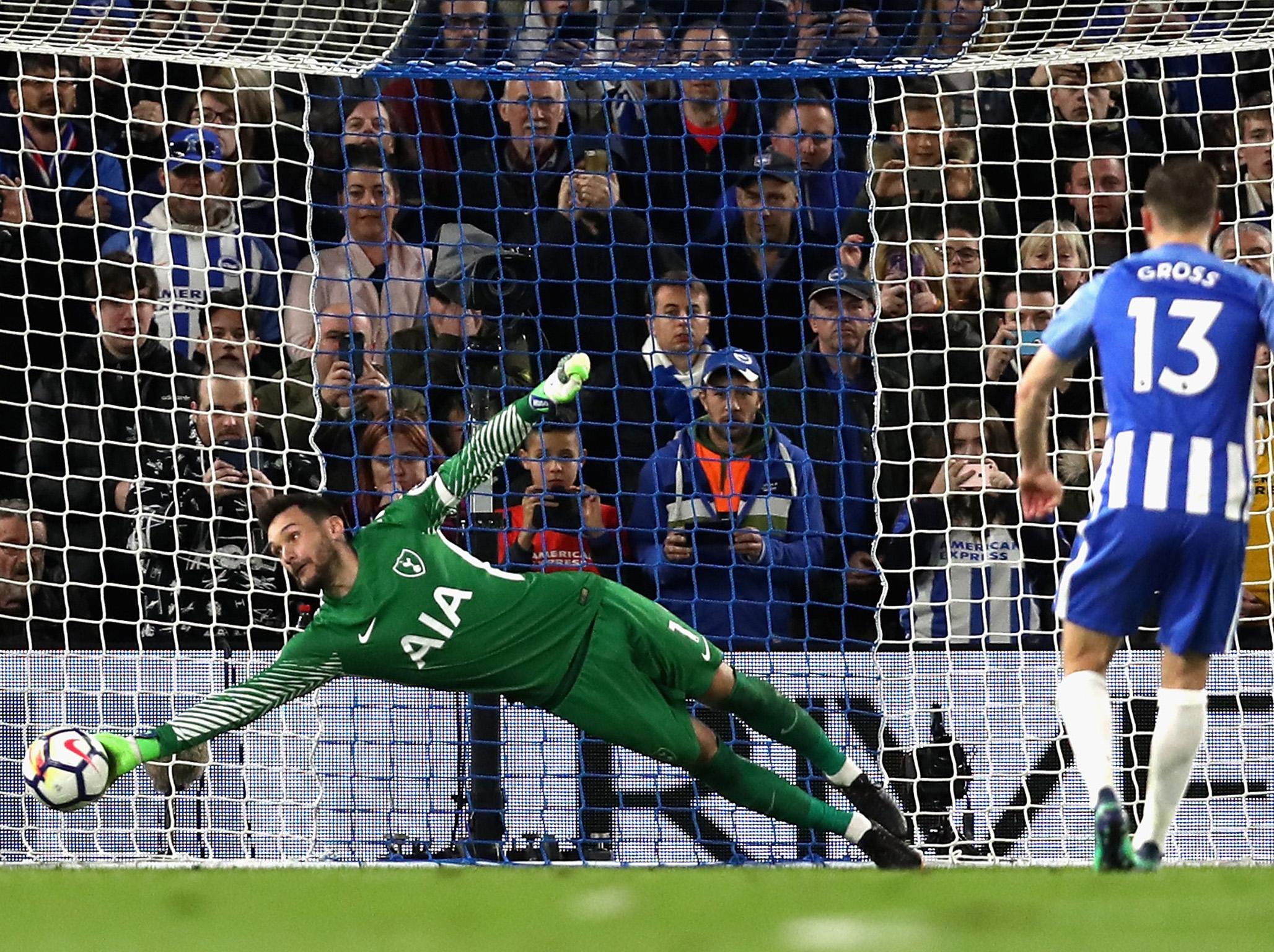 Pascal Gross steers his penalty past Hugo Lloris