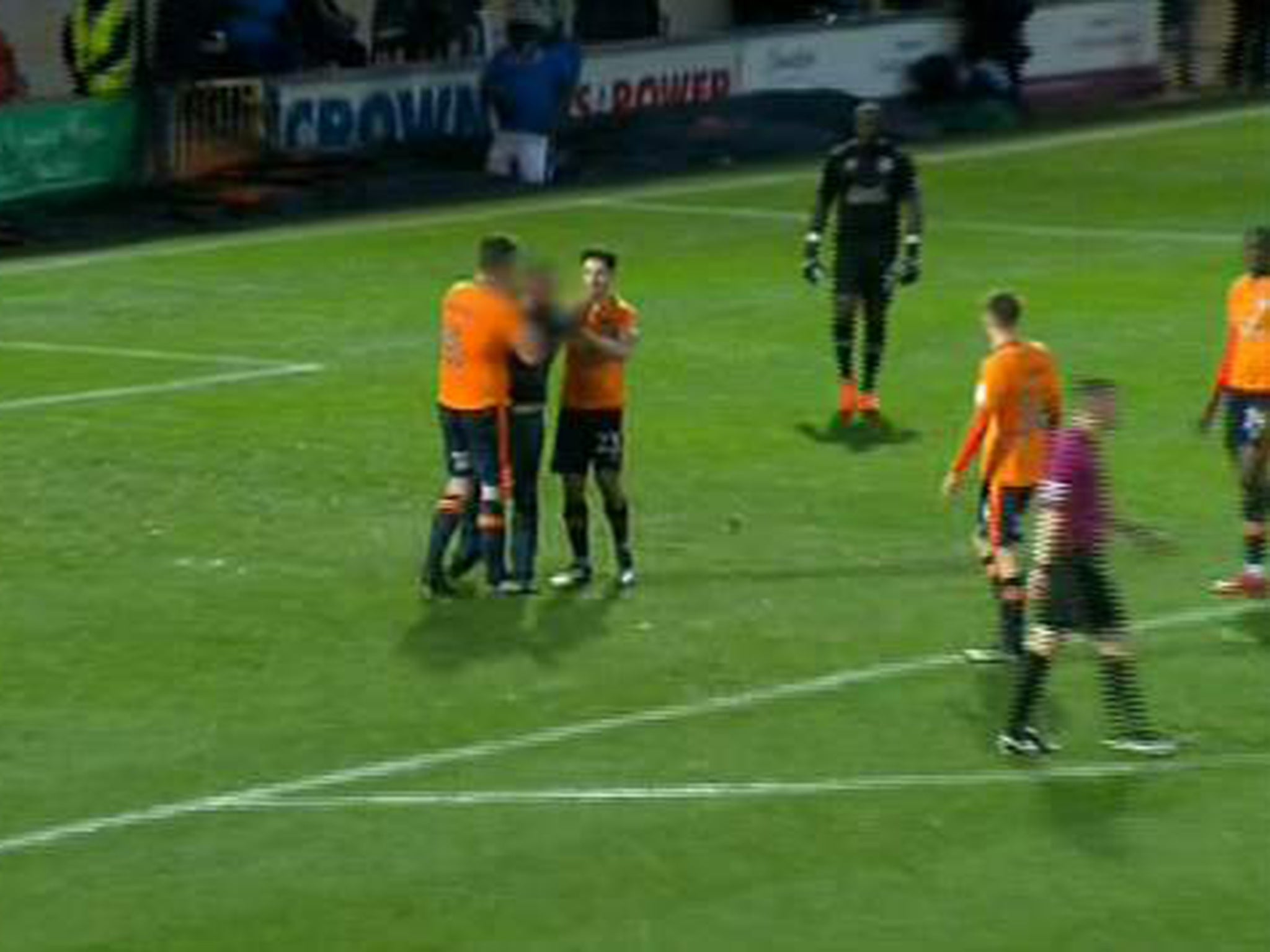 Oldham manager Richie Wellens condemned the incident and said invading the pitch is 'not right'