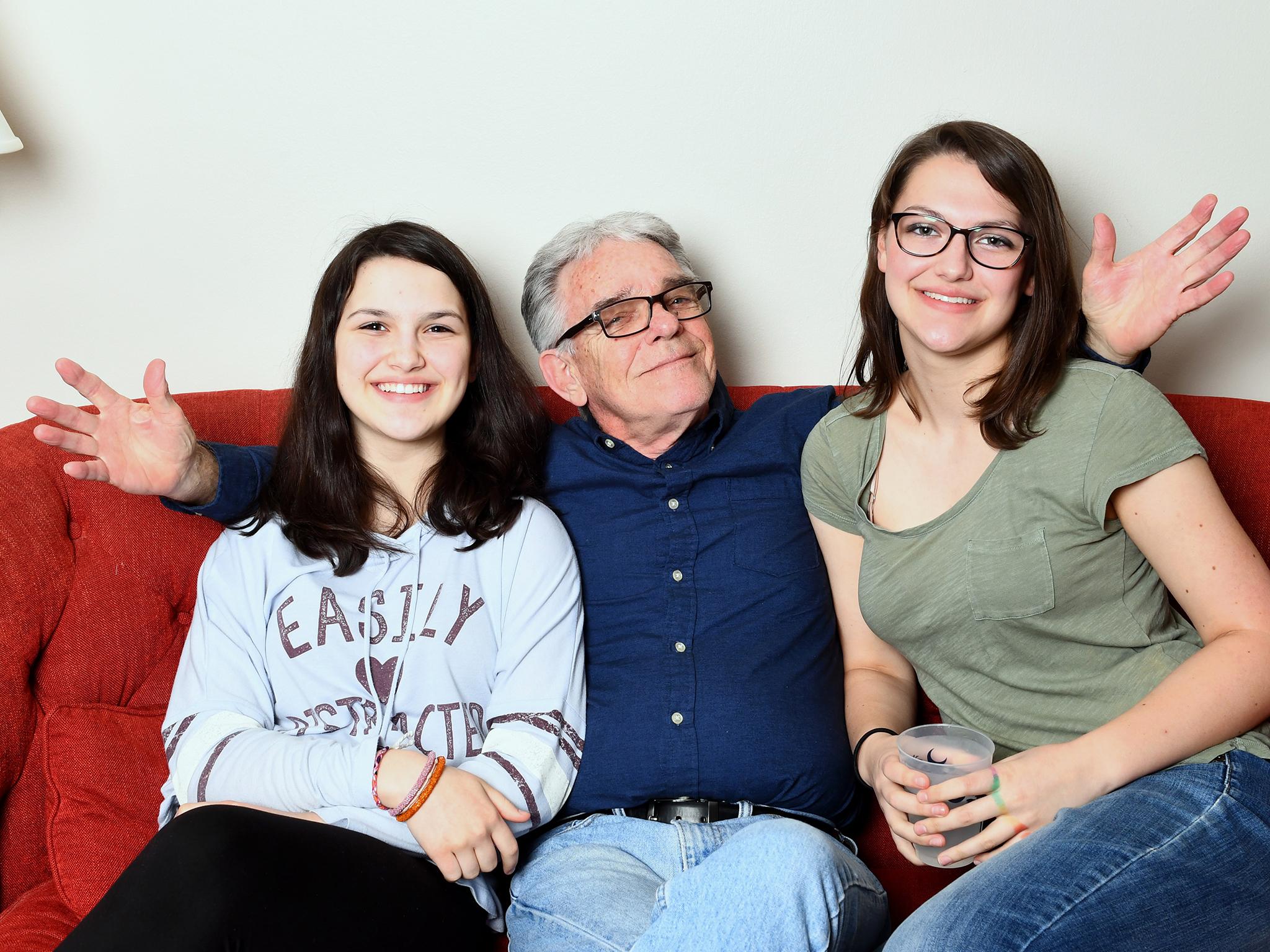 The Gibbs/Smith household is home to three generations, including grandchildren Lauren and Audrey and grandfather Frank