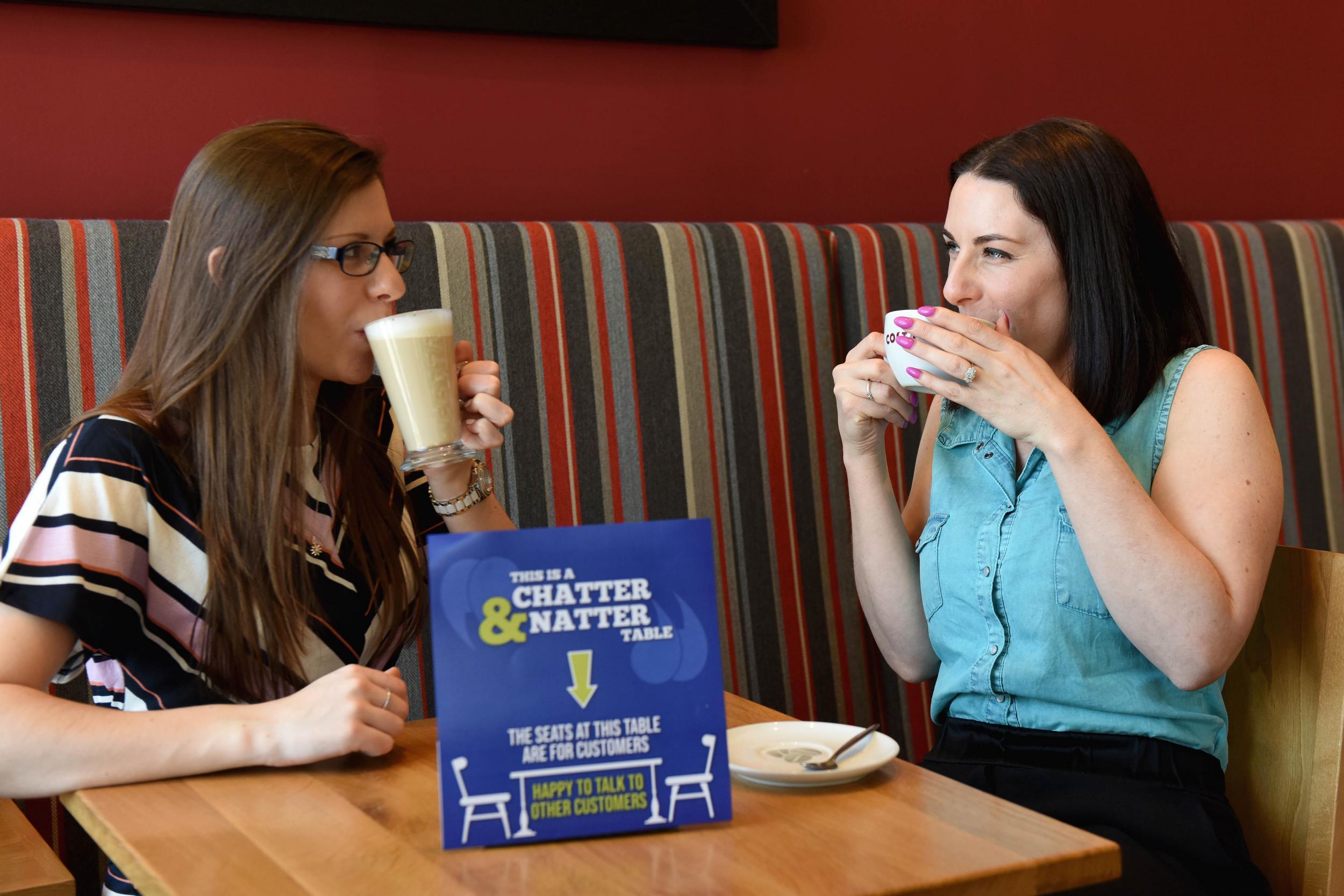 The "chatter and natter" table at Costa's Teleford store.