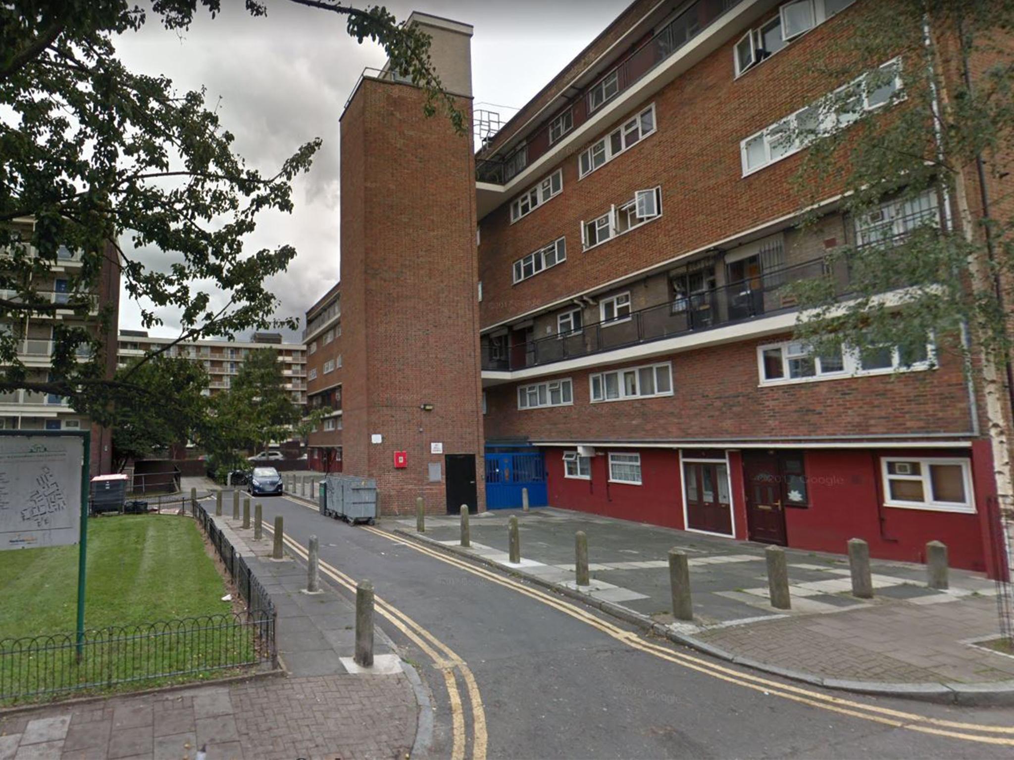 Wimbourne Court in Hoxton, where a woman was stabbed on Thursday afternoon