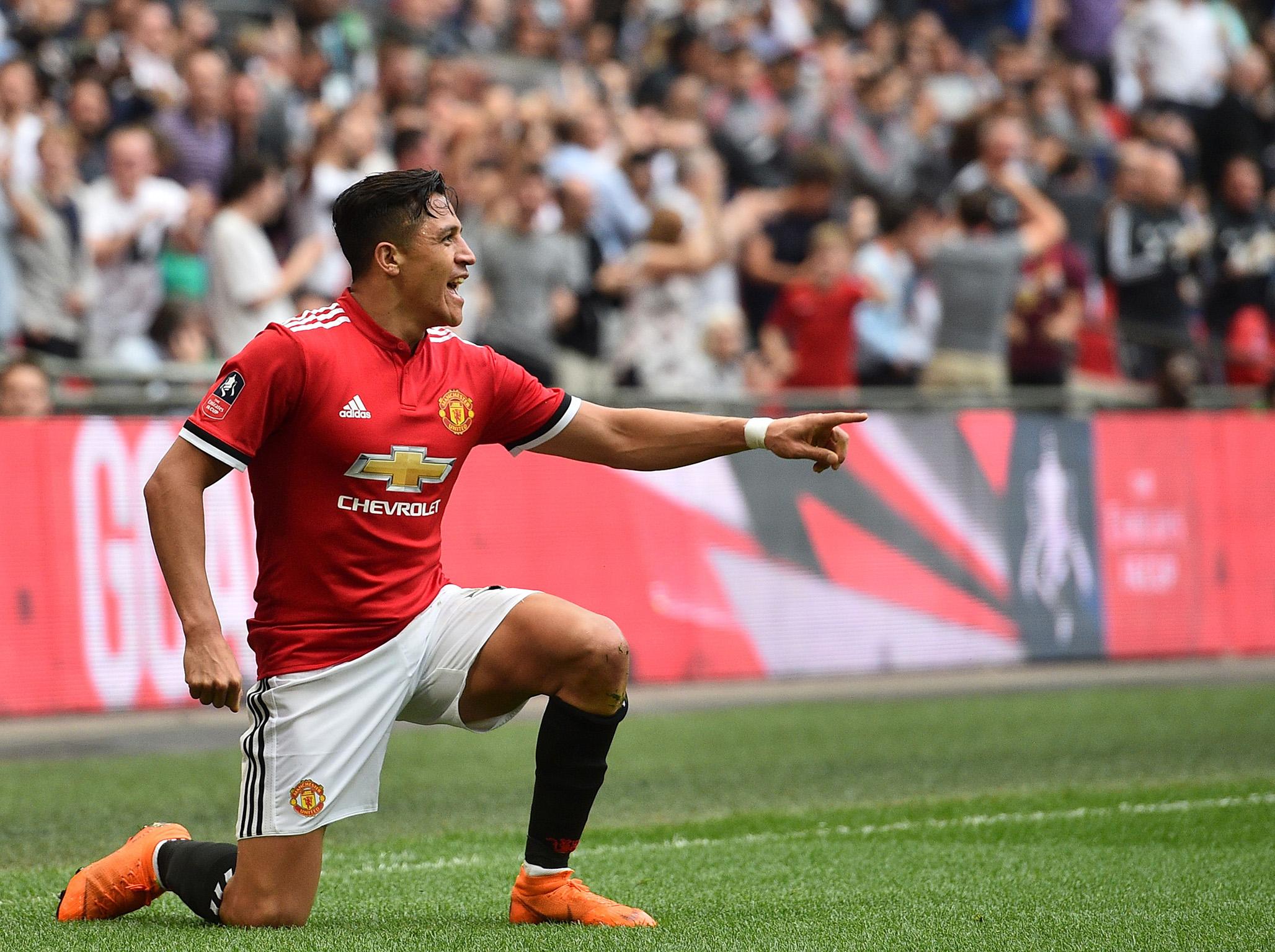 Alexis Sanchez celebrates scoring United’s equaliser