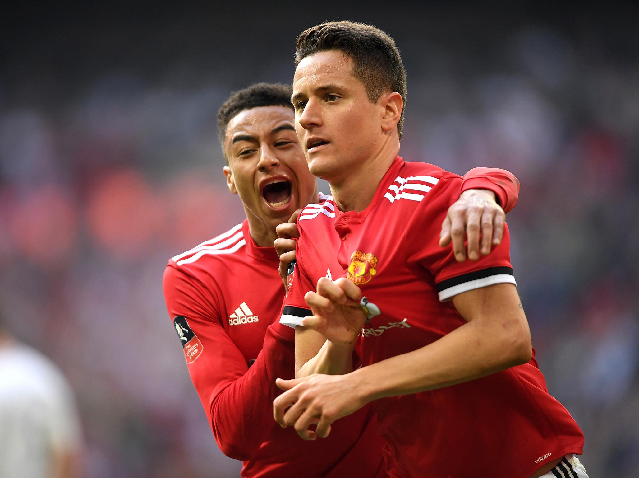 Ander Herrera celebrates his winning strike