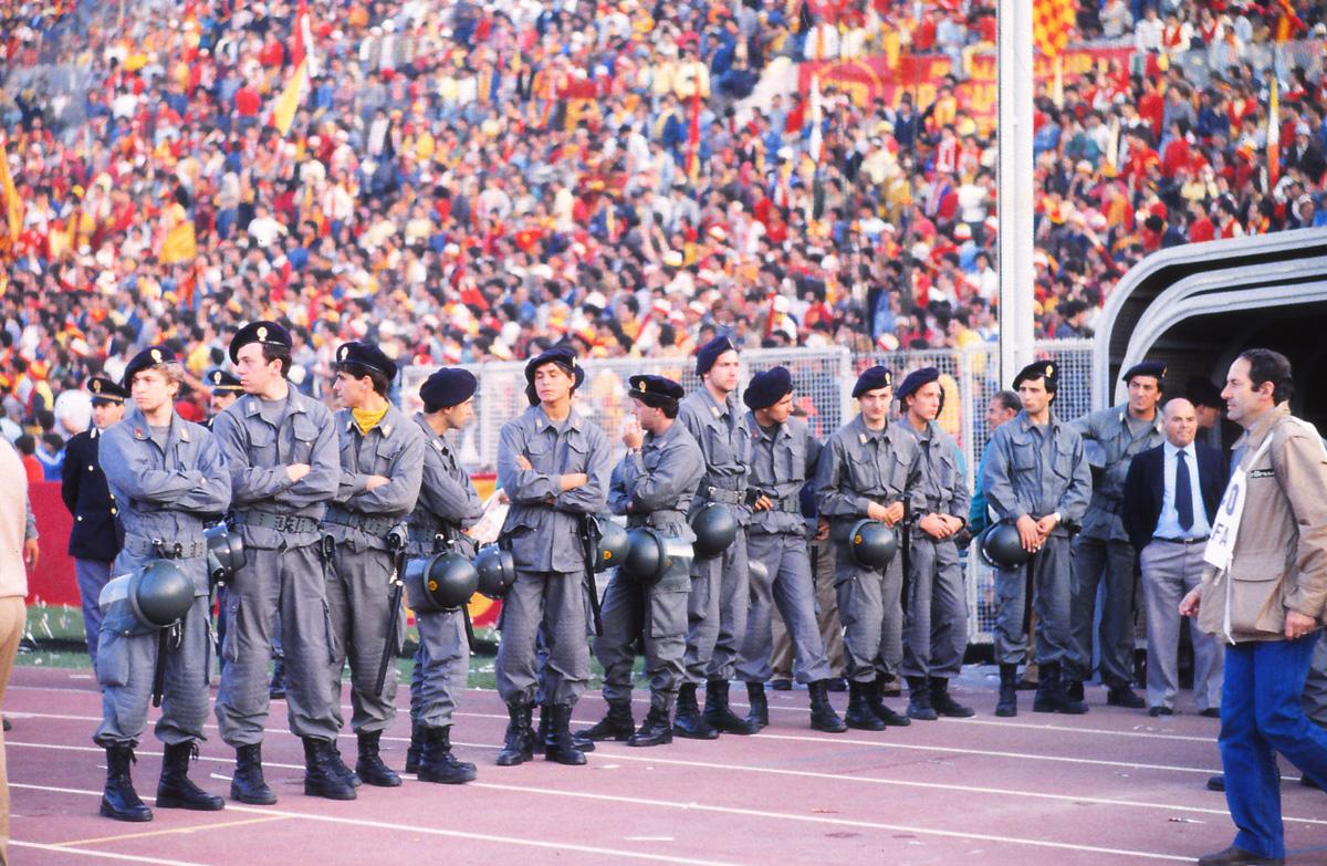 Security presence by the tunnel before the teams come out for kick-off.