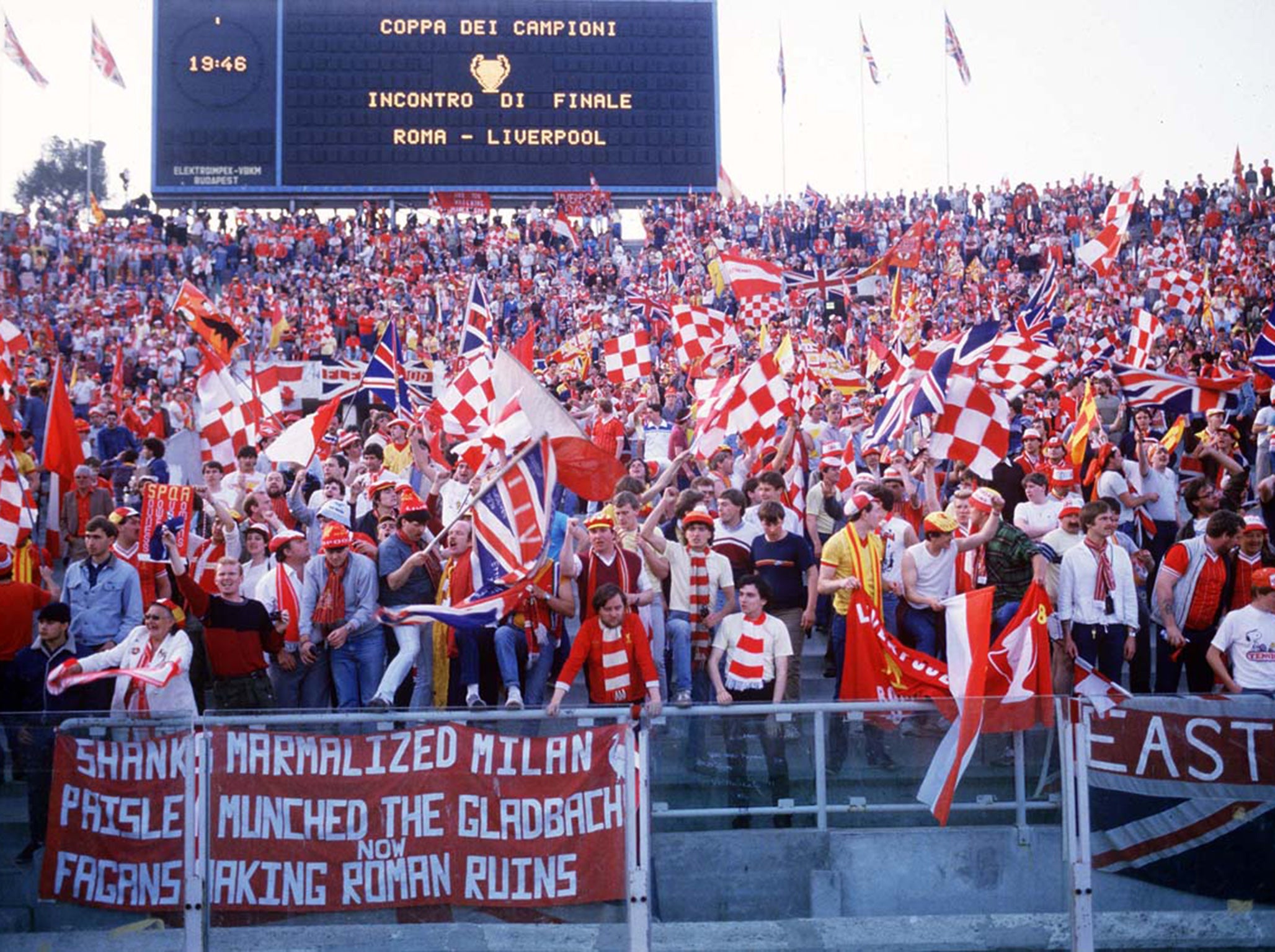 Liverpool fans in Rome, prior to kick-off