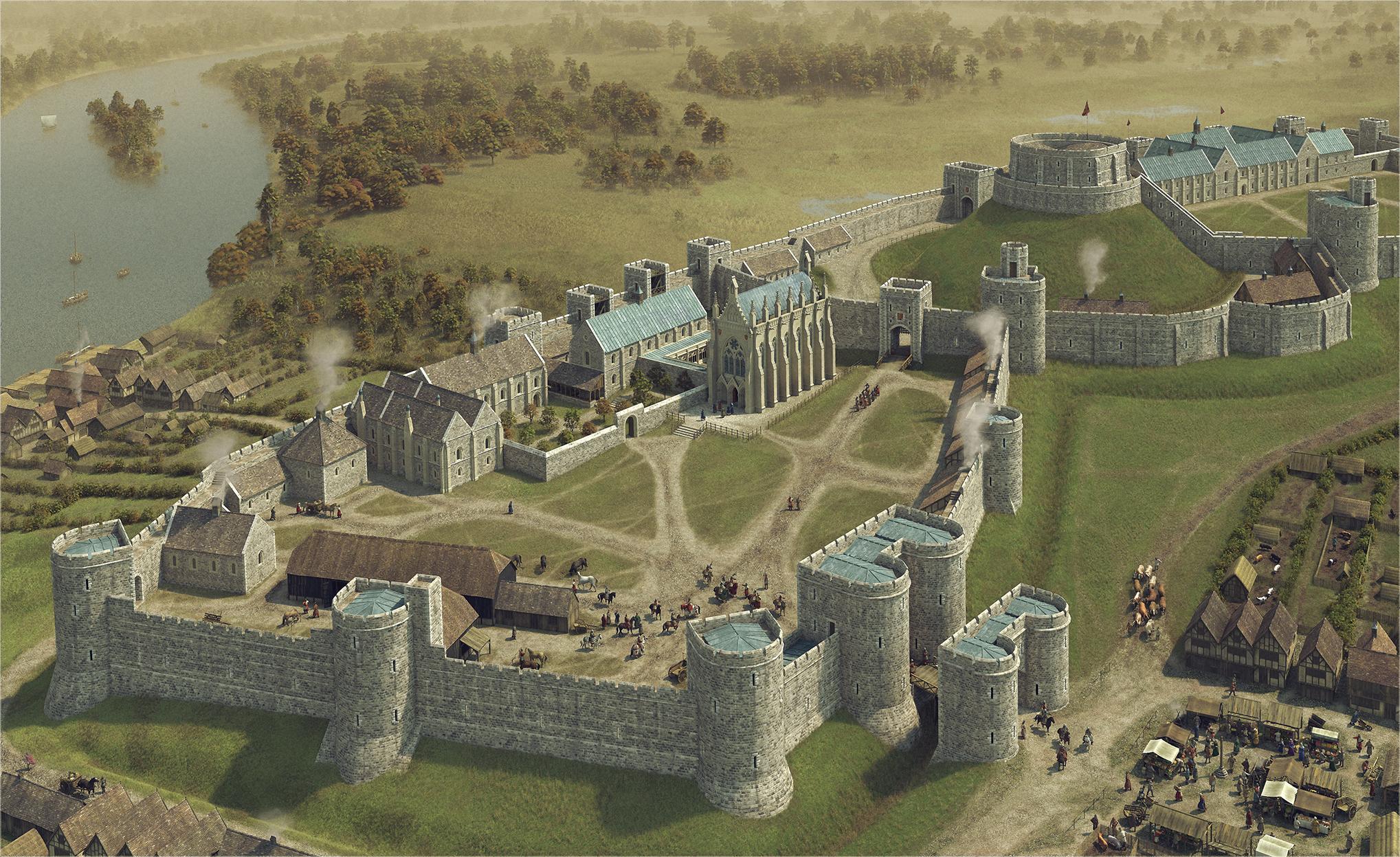 Artist's impression of the castle in circa 1272 shows, for the first time, how the fortress changed dramatically during the 13th century to assume the basic layout it still has today (Royal Trust Collection/Bob Marshall)