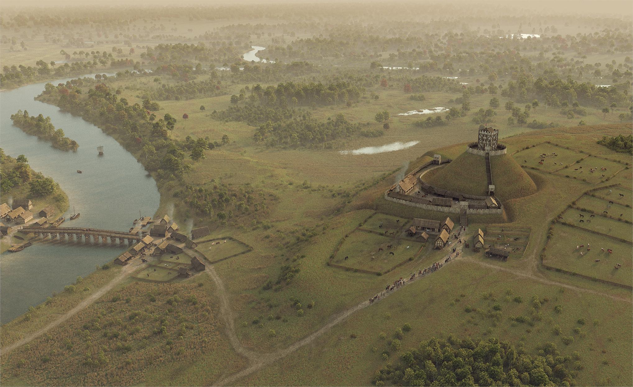 An artist's impression shows for the first time what Windsor Castle would have looked like in around 1085 – just a decade and a half after it was constructed