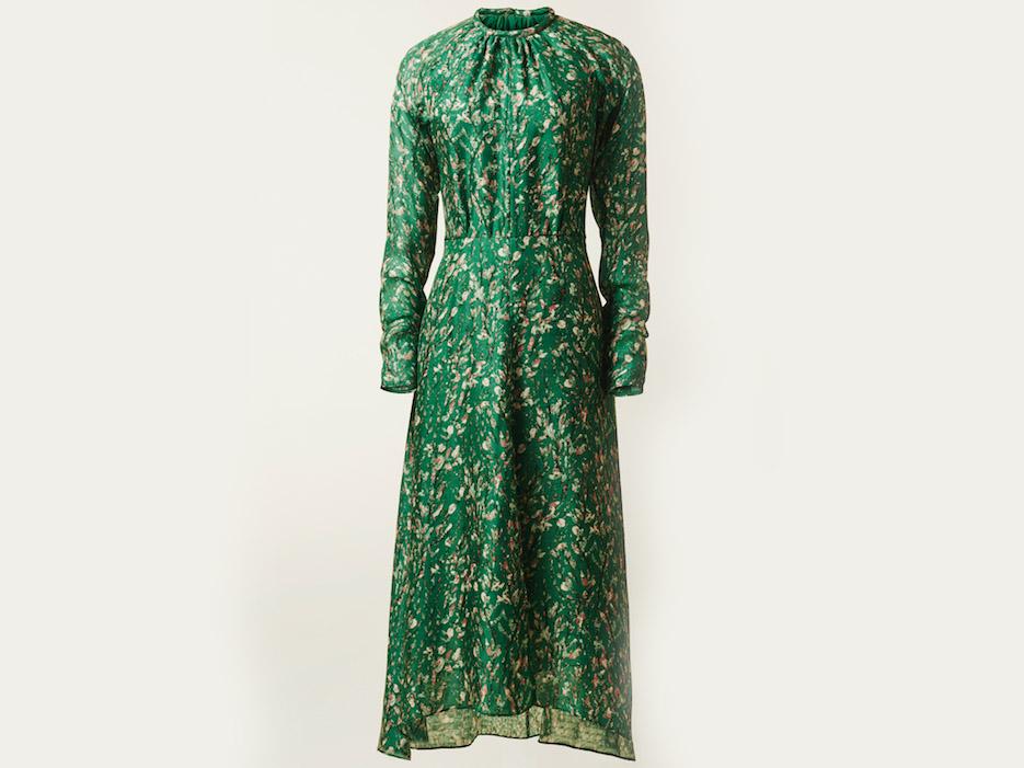 Green with envy: this silk dress comes in at £139.99