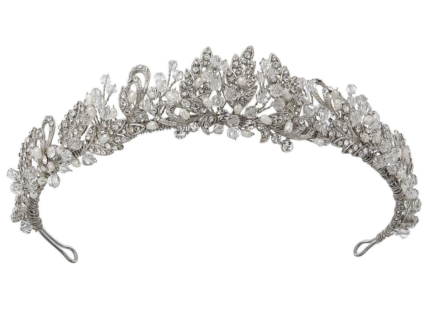 Ivory &amp; Co. vintage lace freshwater pearl and cubic zirconia pave tiara, £165, John Lewis