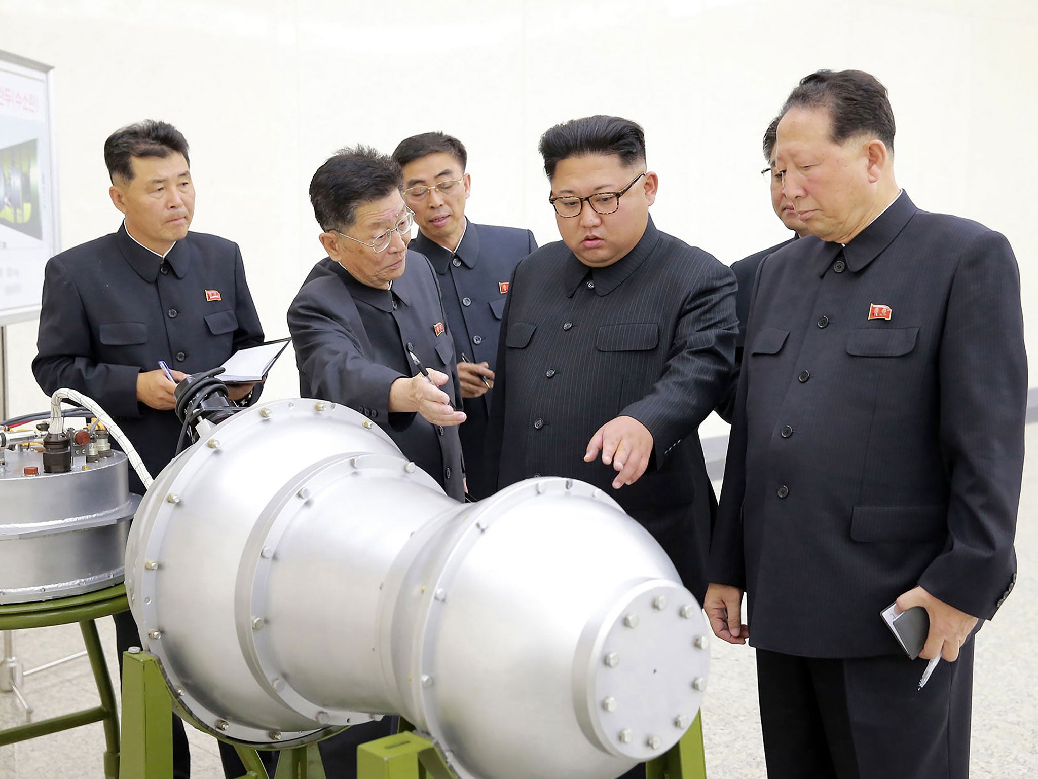 North Korea’s leader, Kim Jong-un, inspects the country’s most powerful hydrogen bomb