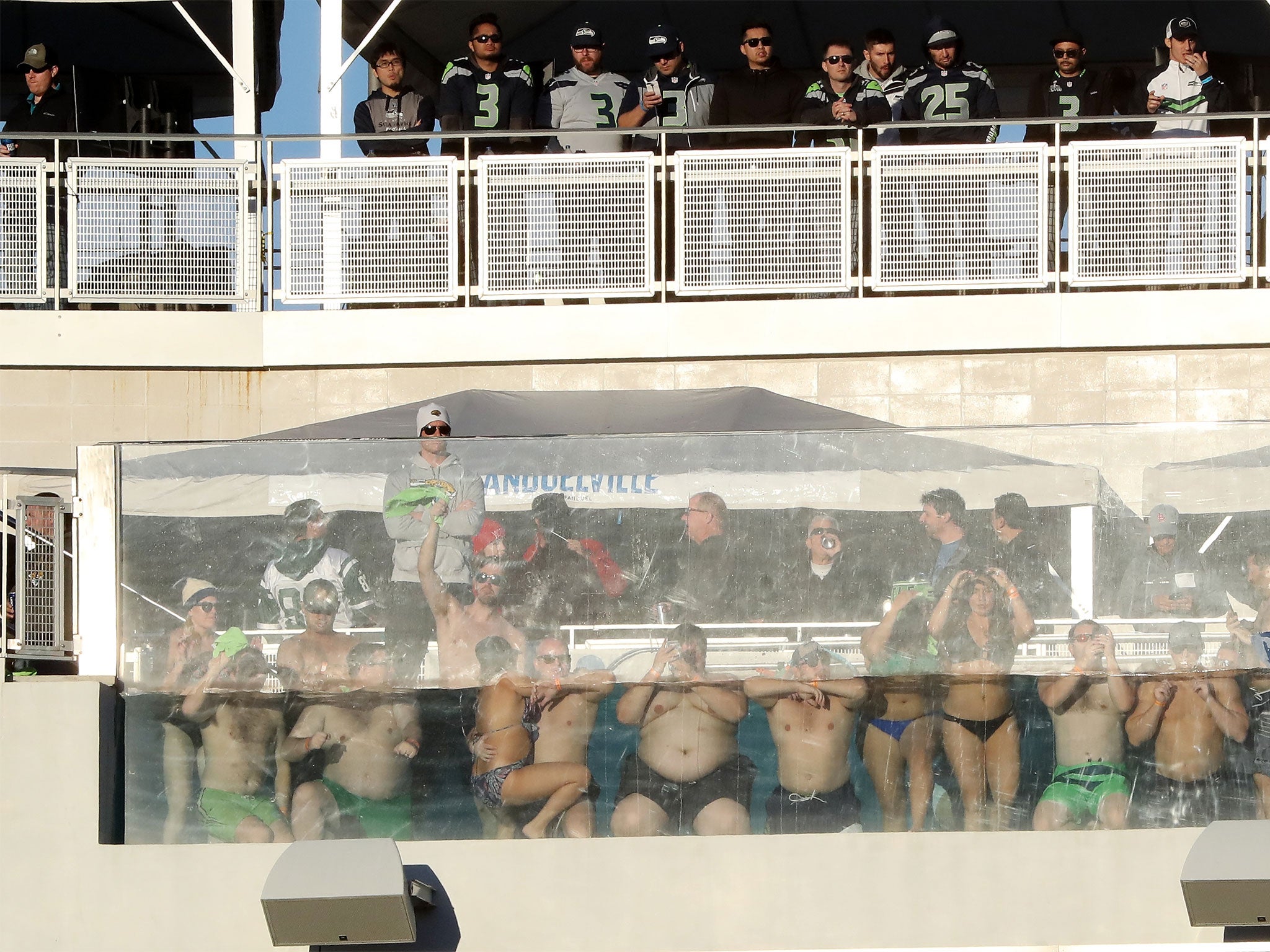 Fans watch the Jacksonville Jaguars from a pool installed at Everbank Field