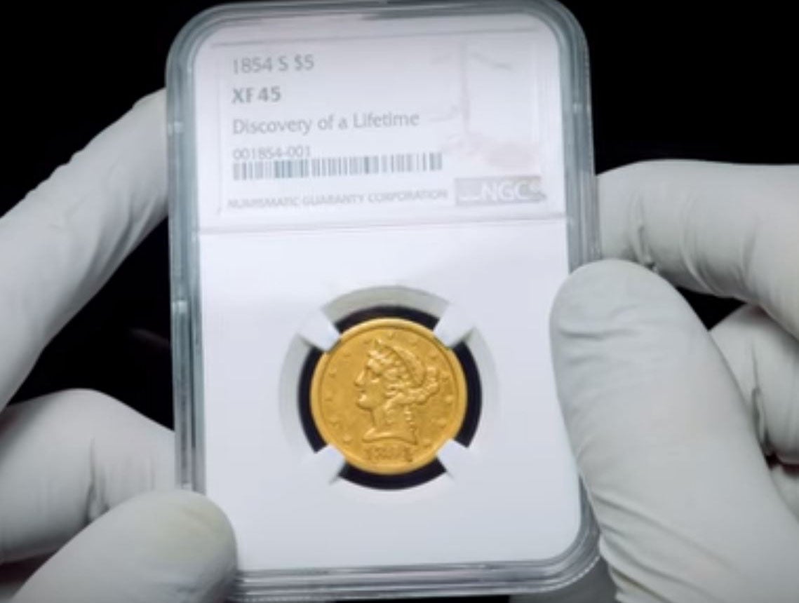 The gold coin is one of only four Liberty Head Half Eagles known to be in existence (screen grab)