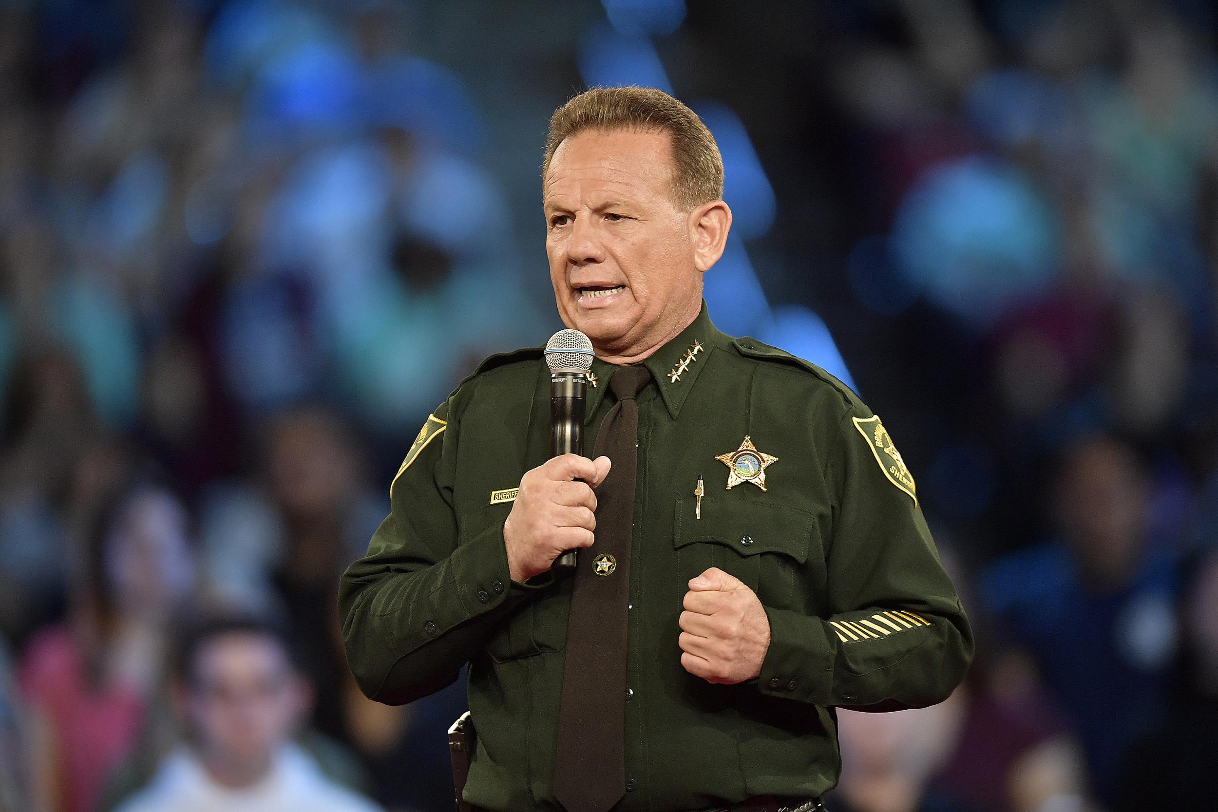 Broward County Sheriff Scott Israel speaks before the start of a CNN town hall meeting