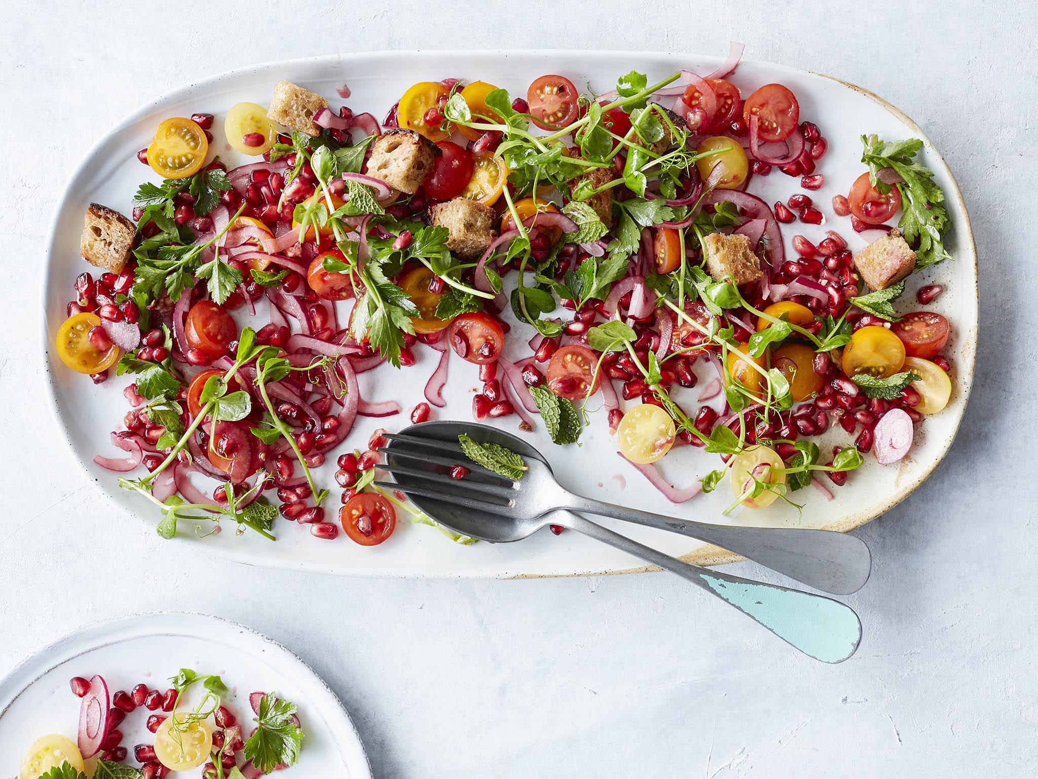 Tomato and pomegranate salad from bosh recipes