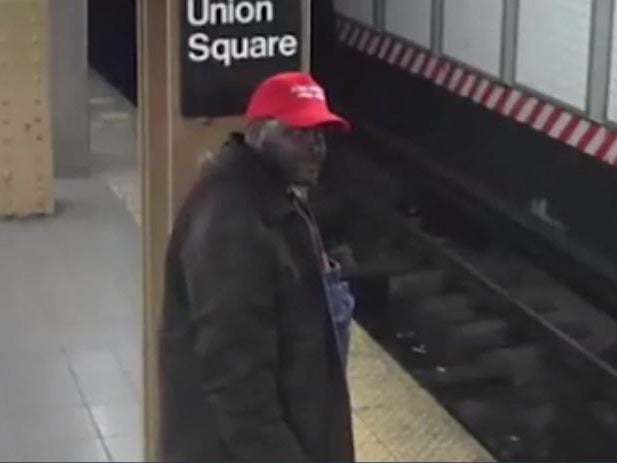 The suspected subway pusher was wearing a 'Make America Great Again' hat