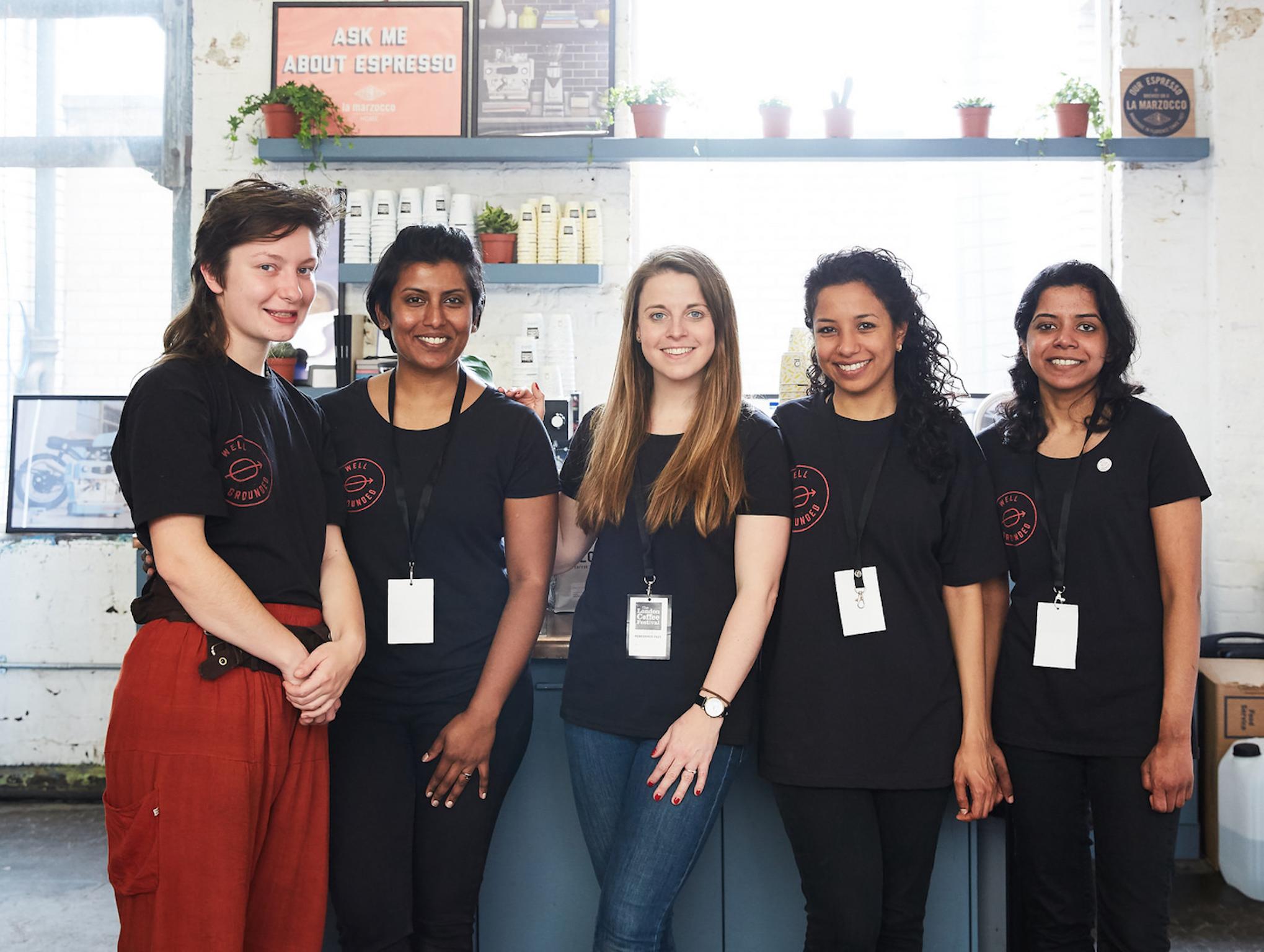 Robin Wilkinson (left) trained as a barista at Well Grounded, a social enterprise set up by Eve Wagg (centre)