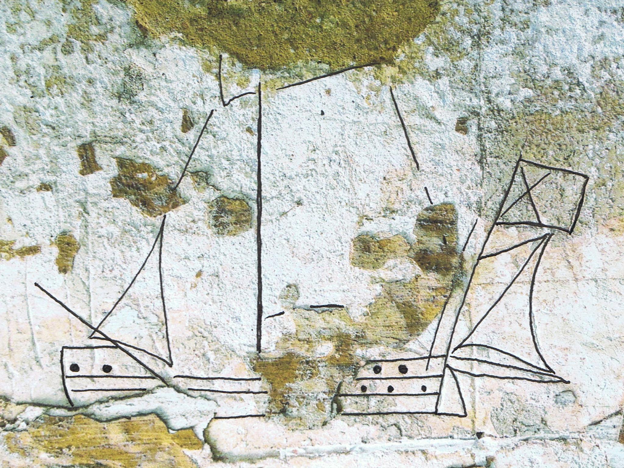 Most prisoners of war at Sissinghurst during the Seven Years’ War were sailors and spent time scratching images of the French ships they had sailed in onto the walls of their prison