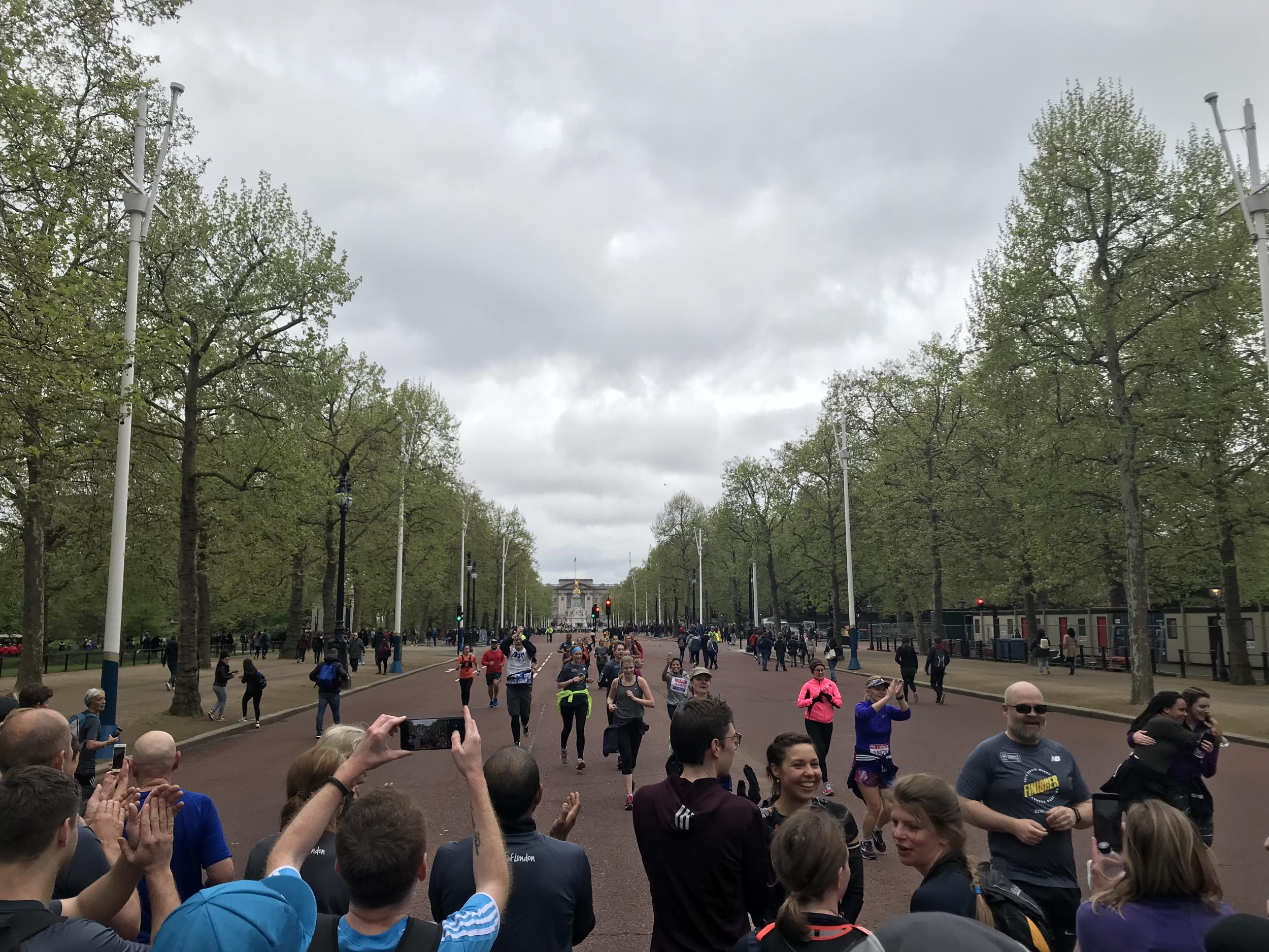 Runners were cheered on as they completed the last 3.7 miles of the London Marathon route in memory of Matt Campbell