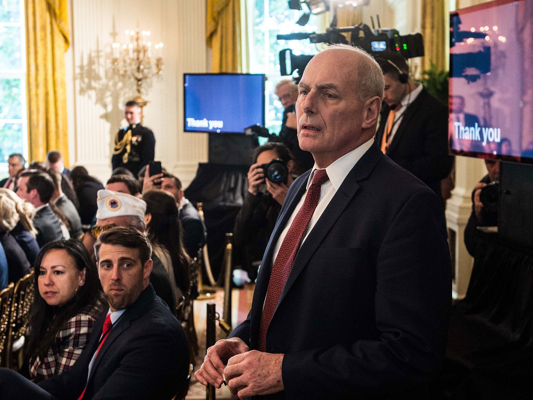 John Kelly called the report on his remarks ‘total BS’ and said his relationship with Mr Trump was ‘incredibly candid and strong’ (NICHOLAS KAMM/AFP/Getty Images)