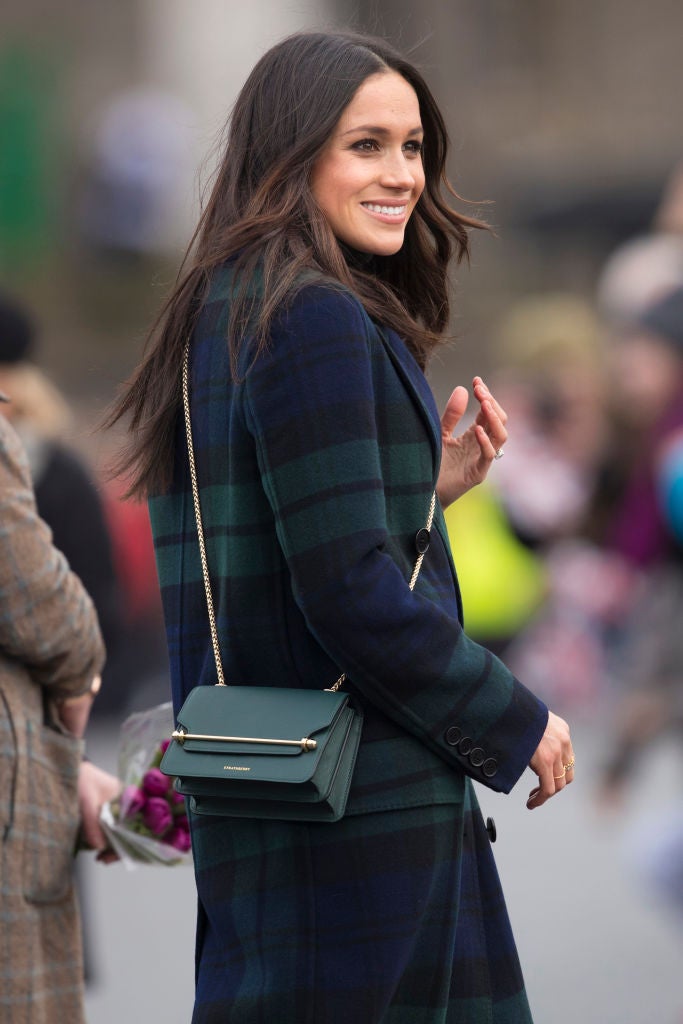 Markle wore a Burberry tartan coat during her first visit to Scotland