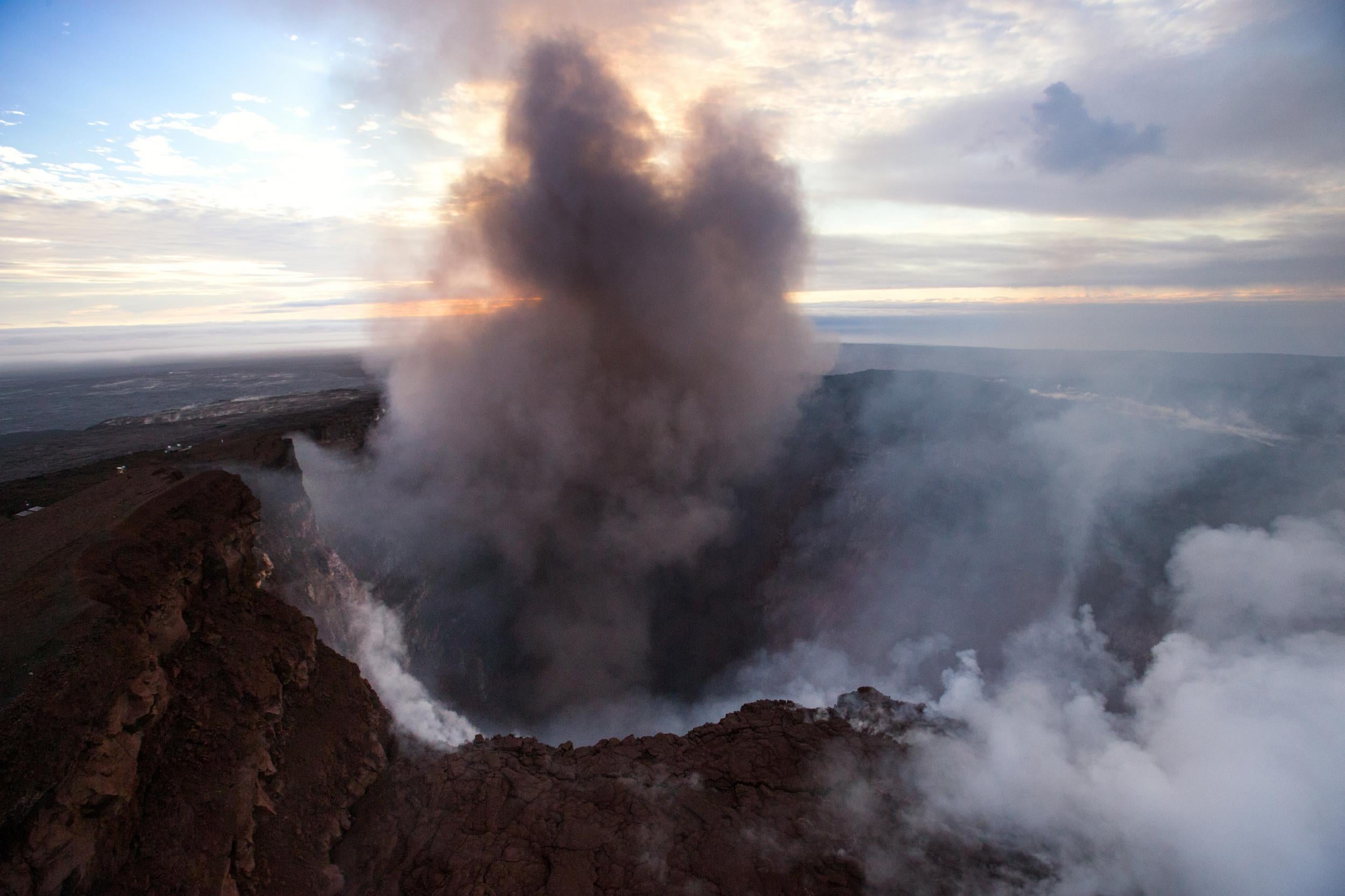 Smoke rises from the Pu’u ‘O’o crater on the Kilauea volcano in Hawaii