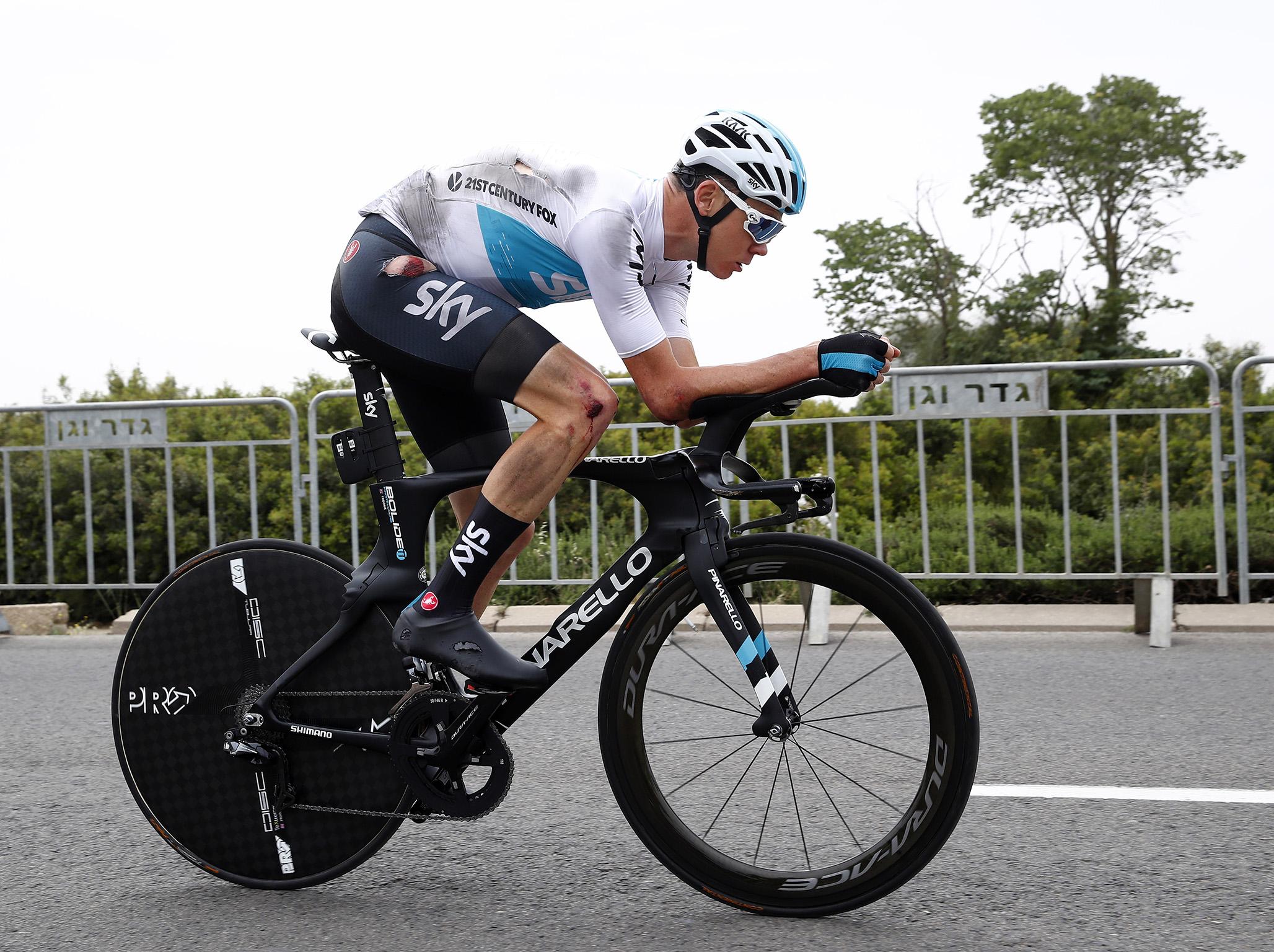 Chris Froome suffered minor injuries in his pre-race crash