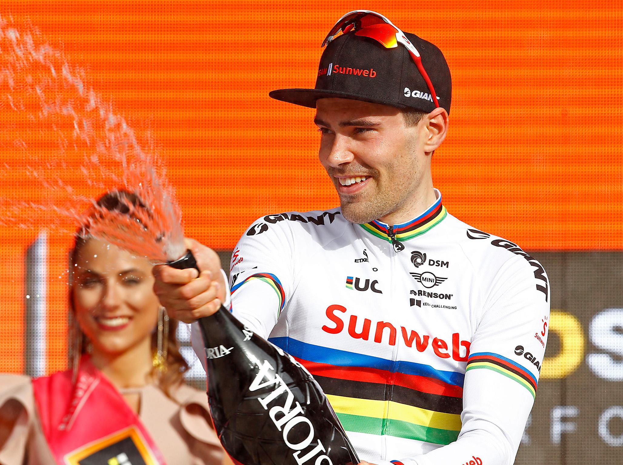 Tom Dumoulin celebrates his stage one victory in Jerusalem