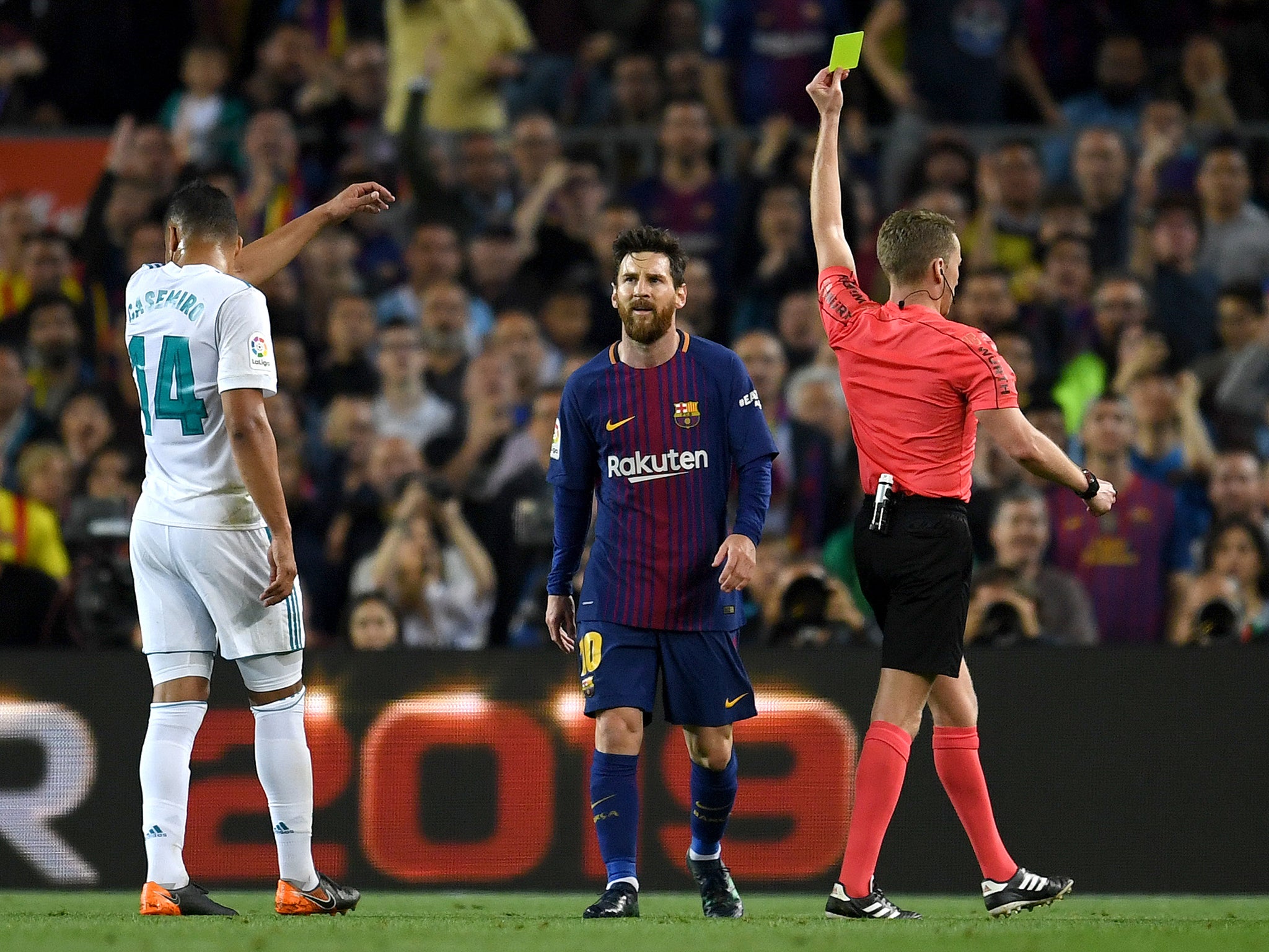 Messi was booked for a rash challenge on Ramos as the two repeatedly clashed