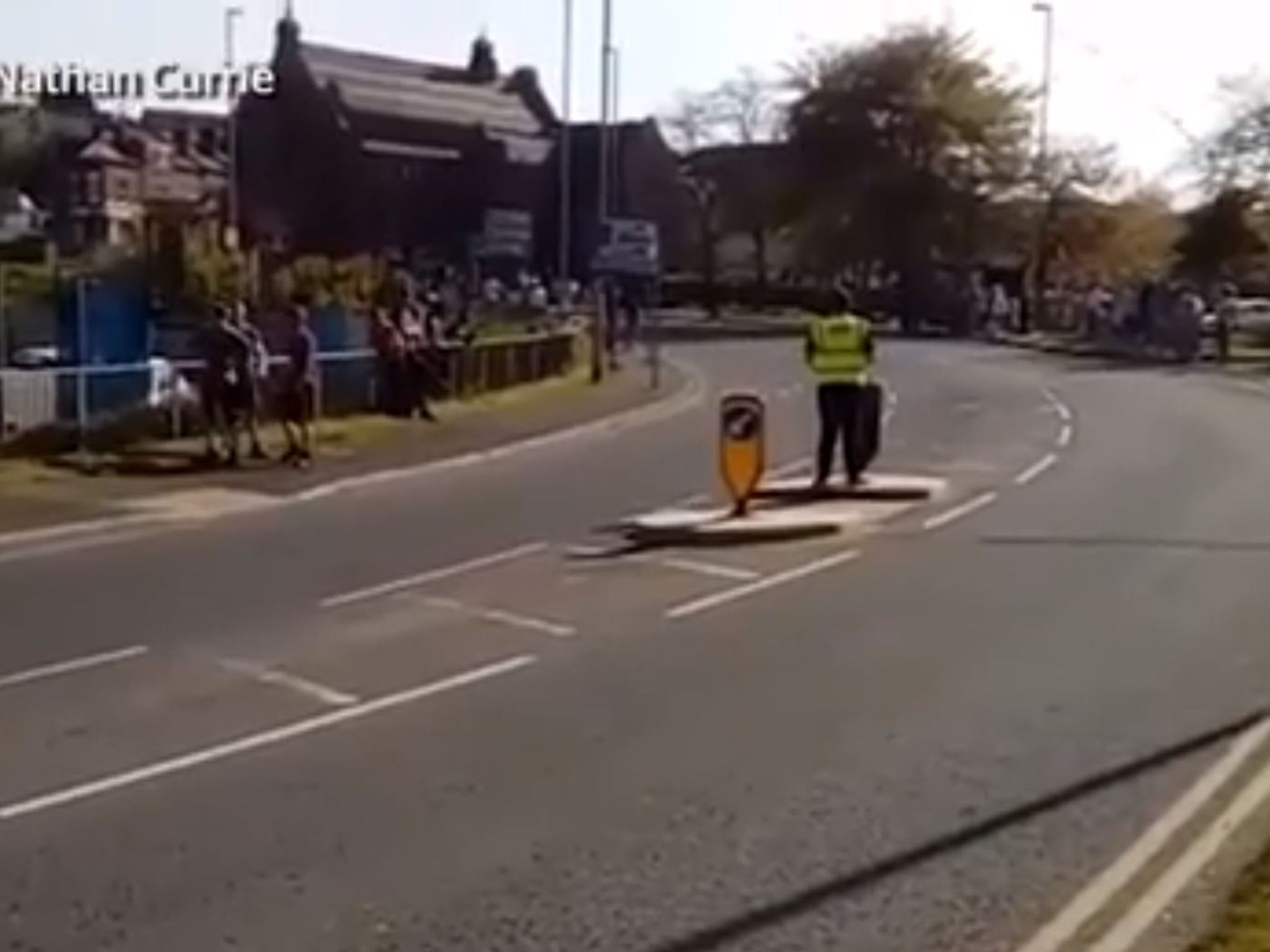 Race steward Philip Sullivan was stationed on a traffic island during the final stage of the Tour de Yorkshire