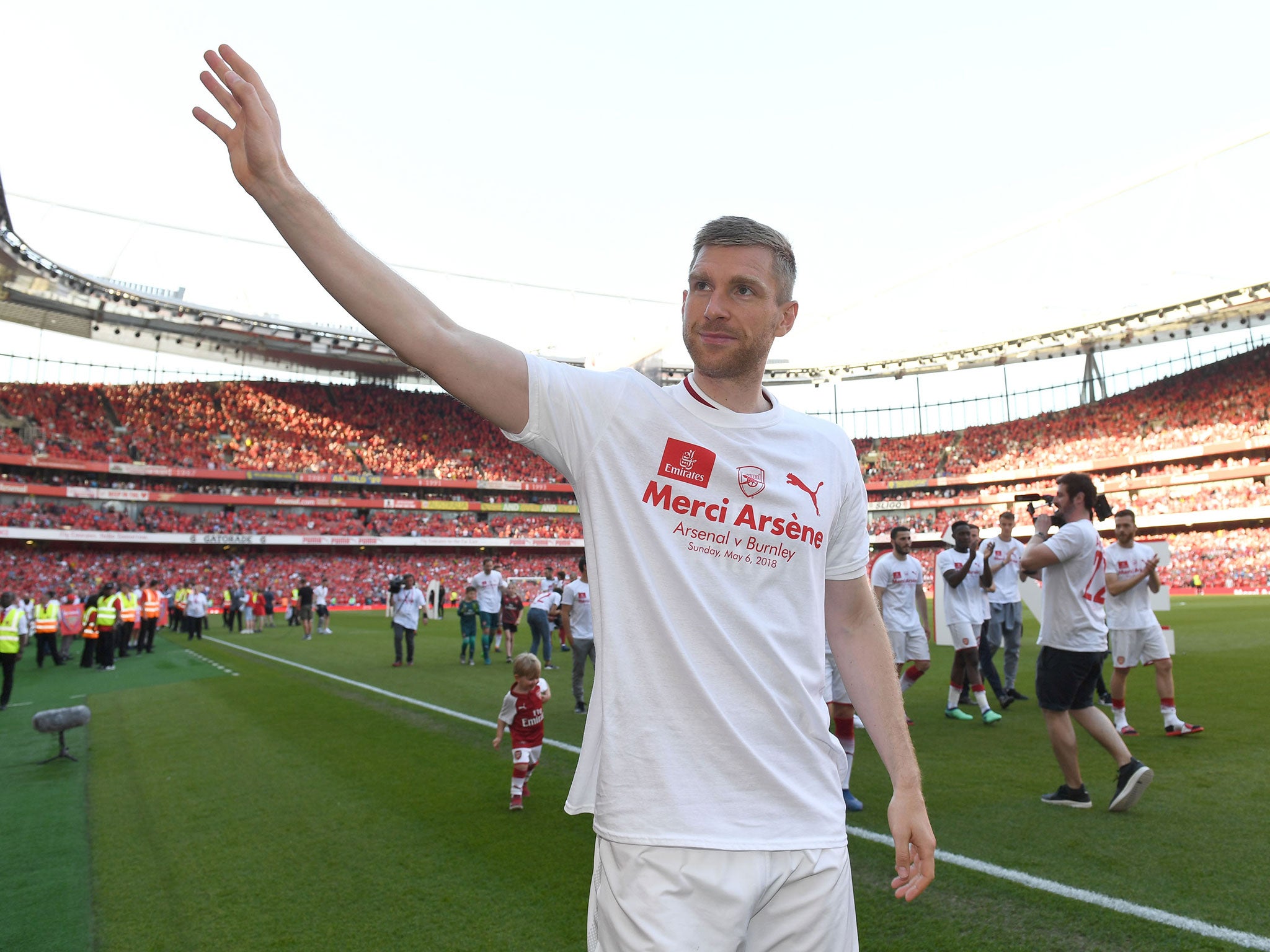 Mertesacker waved farewell to the professional game on Sunday