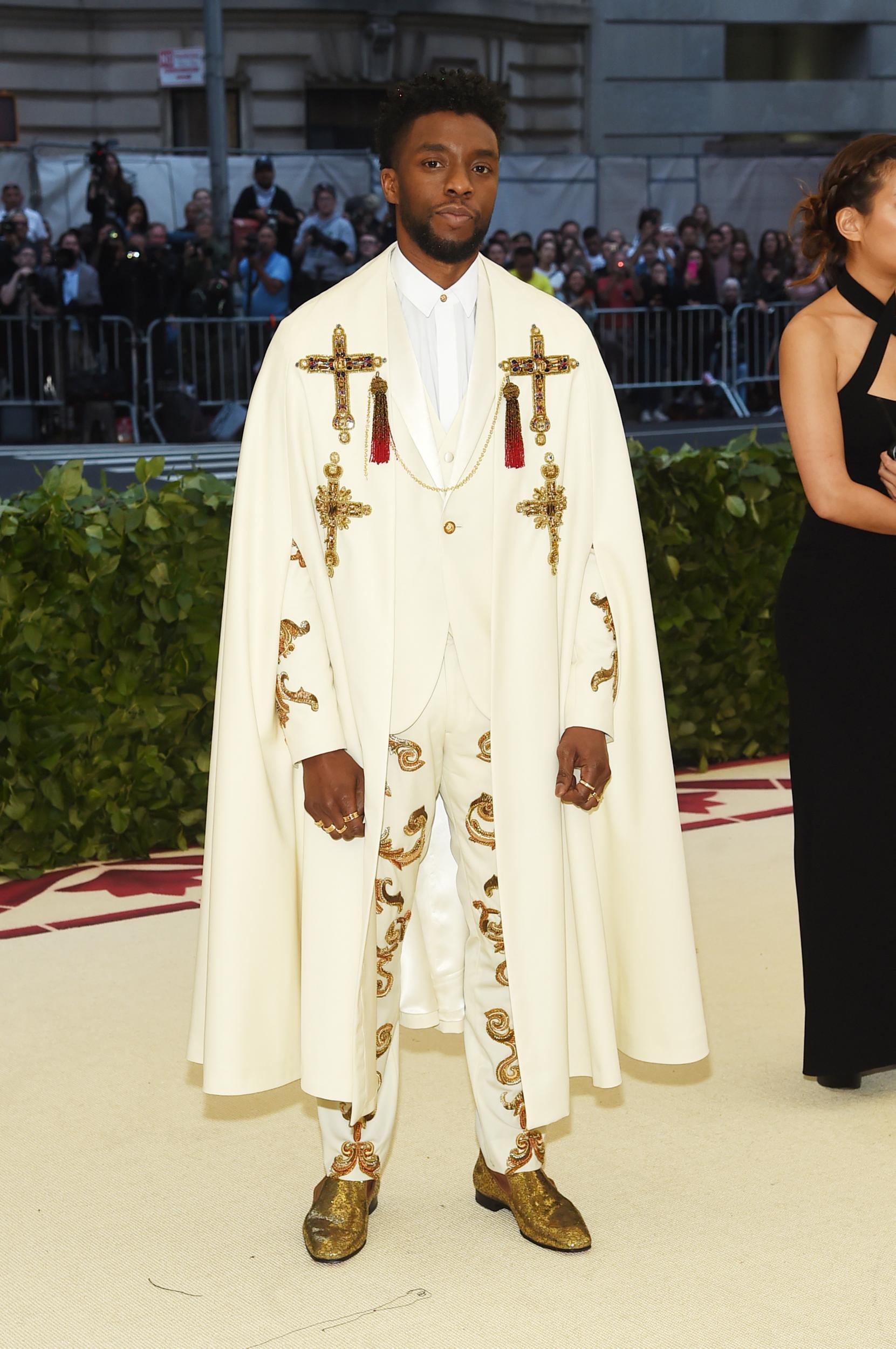 Chadwick Boseman wore a papal-inspired outfit (Getty)