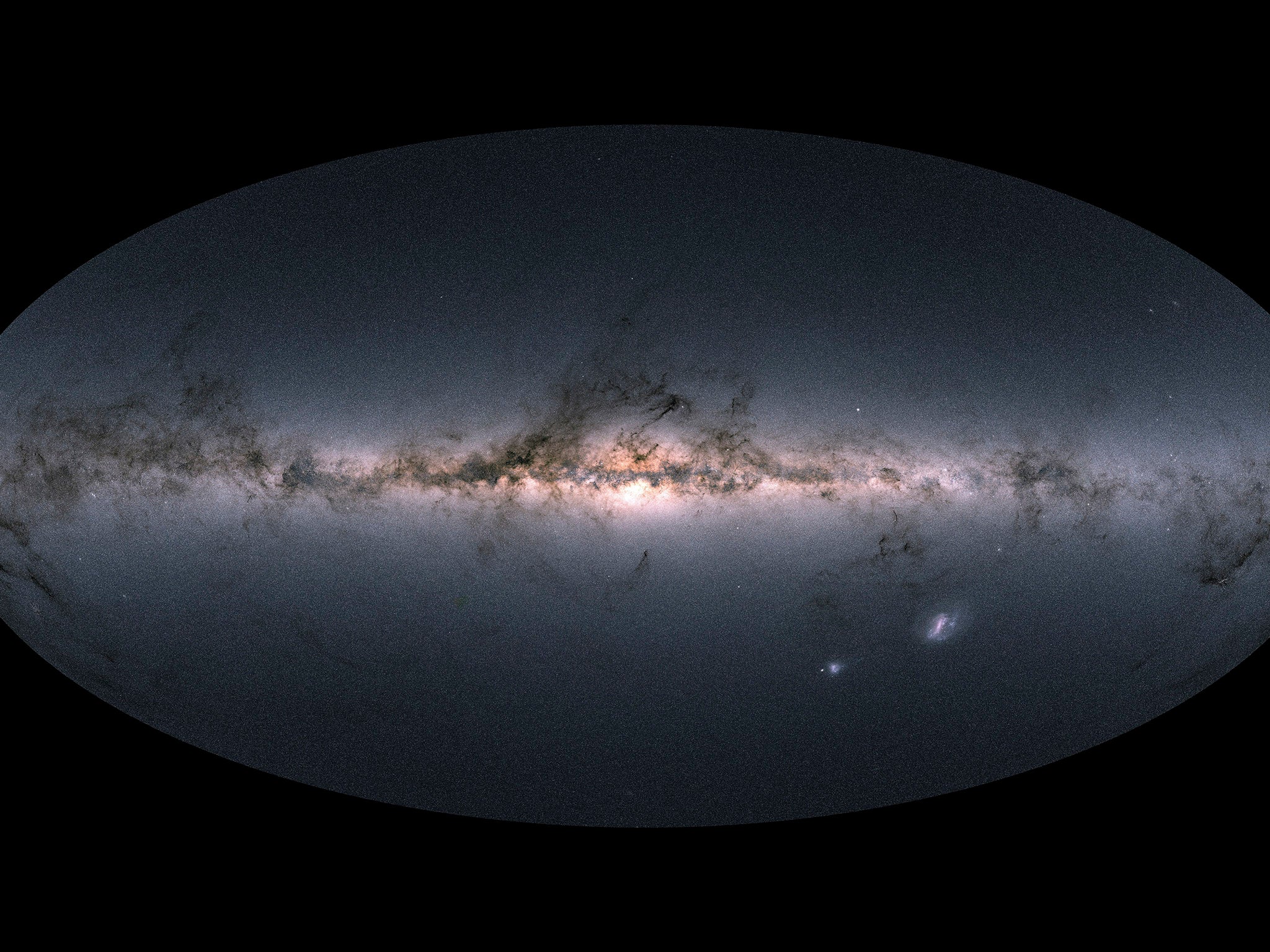 This map of the Milky Way and neighbouring galaxies, containing more than a billion stars, is the most detailed survey ever produced of our galaxy