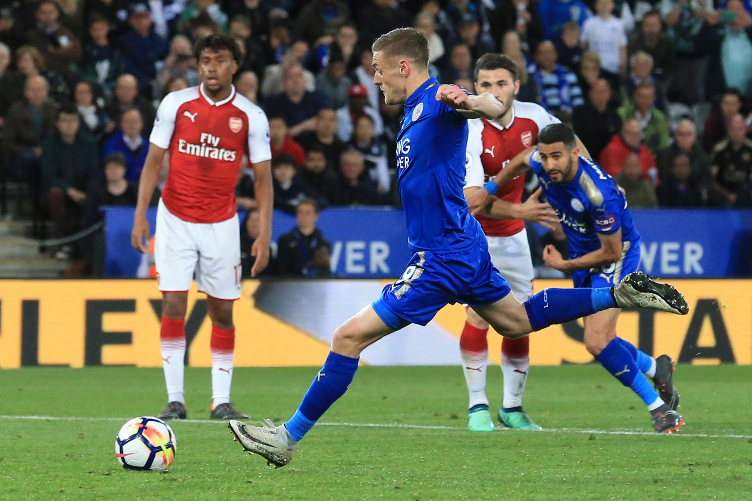 Vardy added to Leicester's lead from the spot