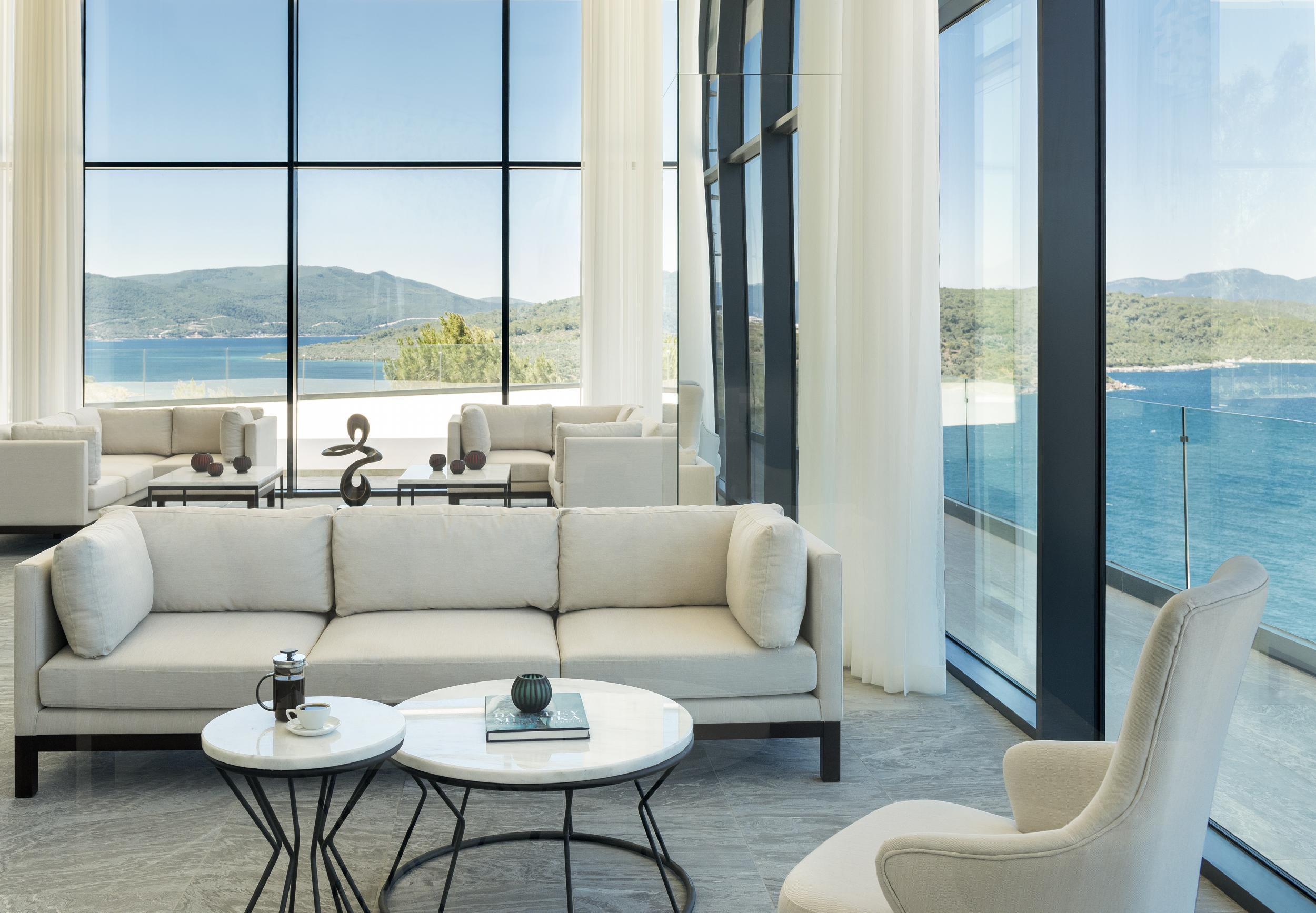 Lux Bodrum's lobby has stunning sea views