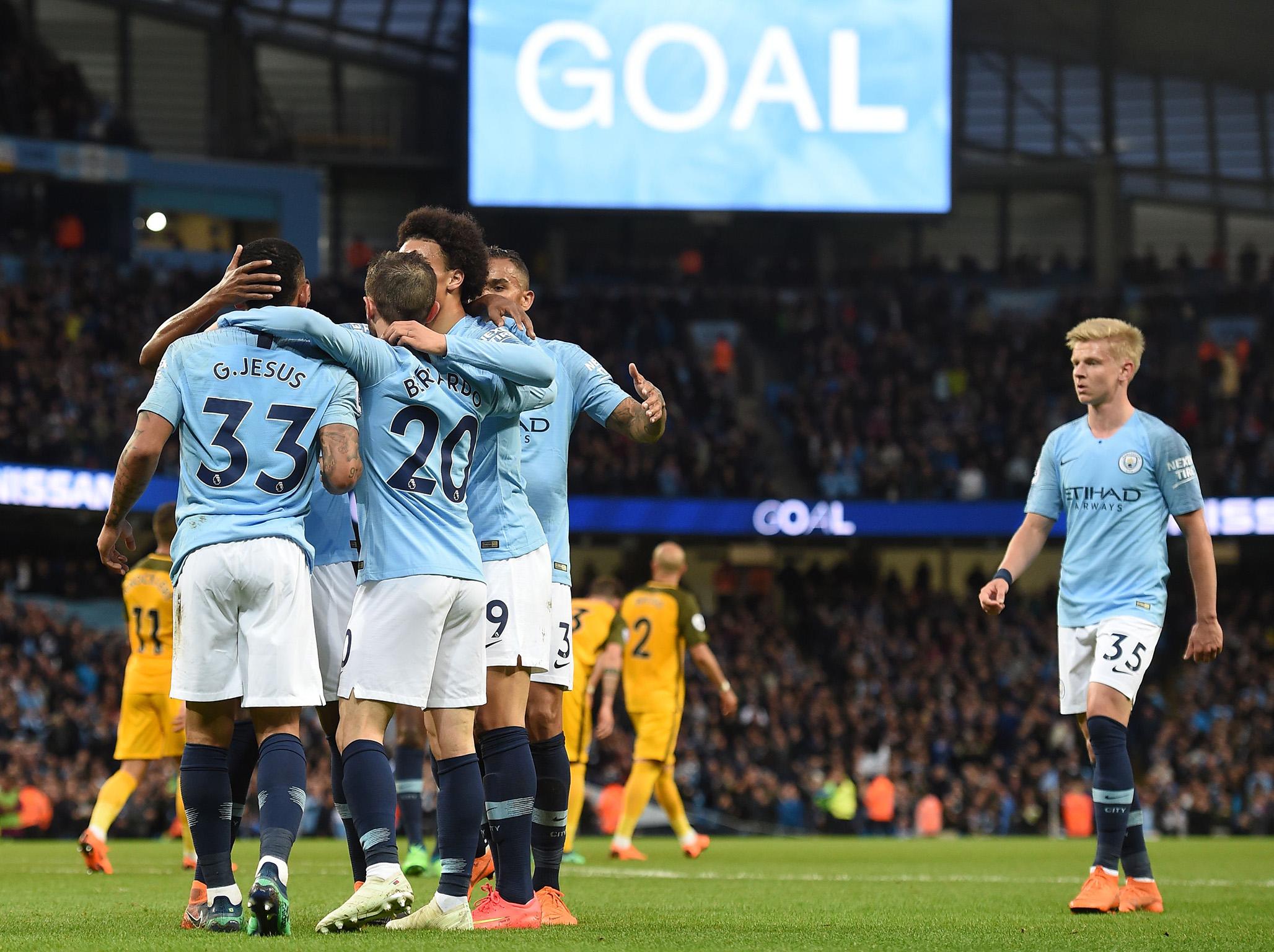 Manchester City broke the Premier League goals record against Brighton