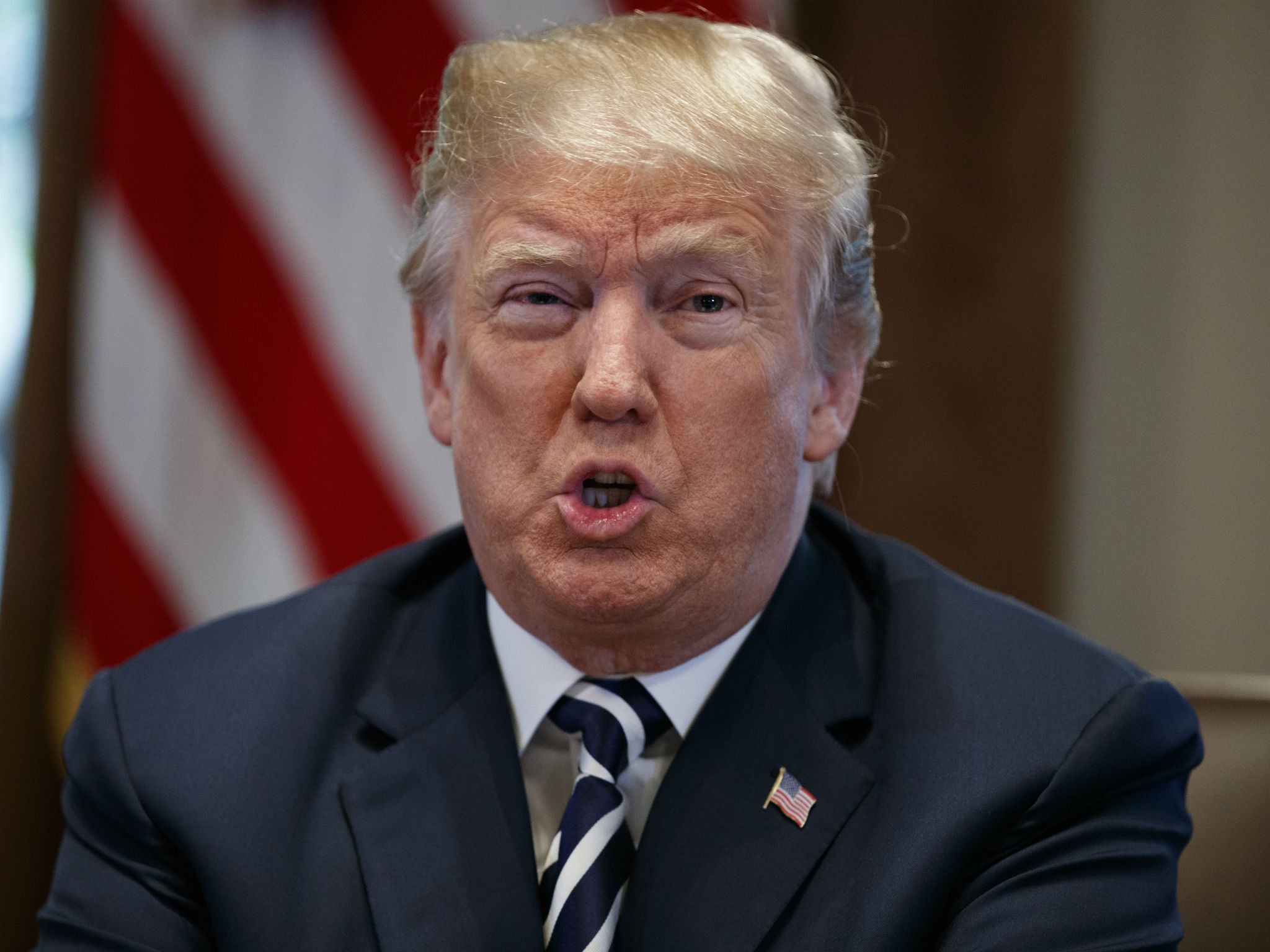 Donald Trump speaks during a cabinet meeting at the White House