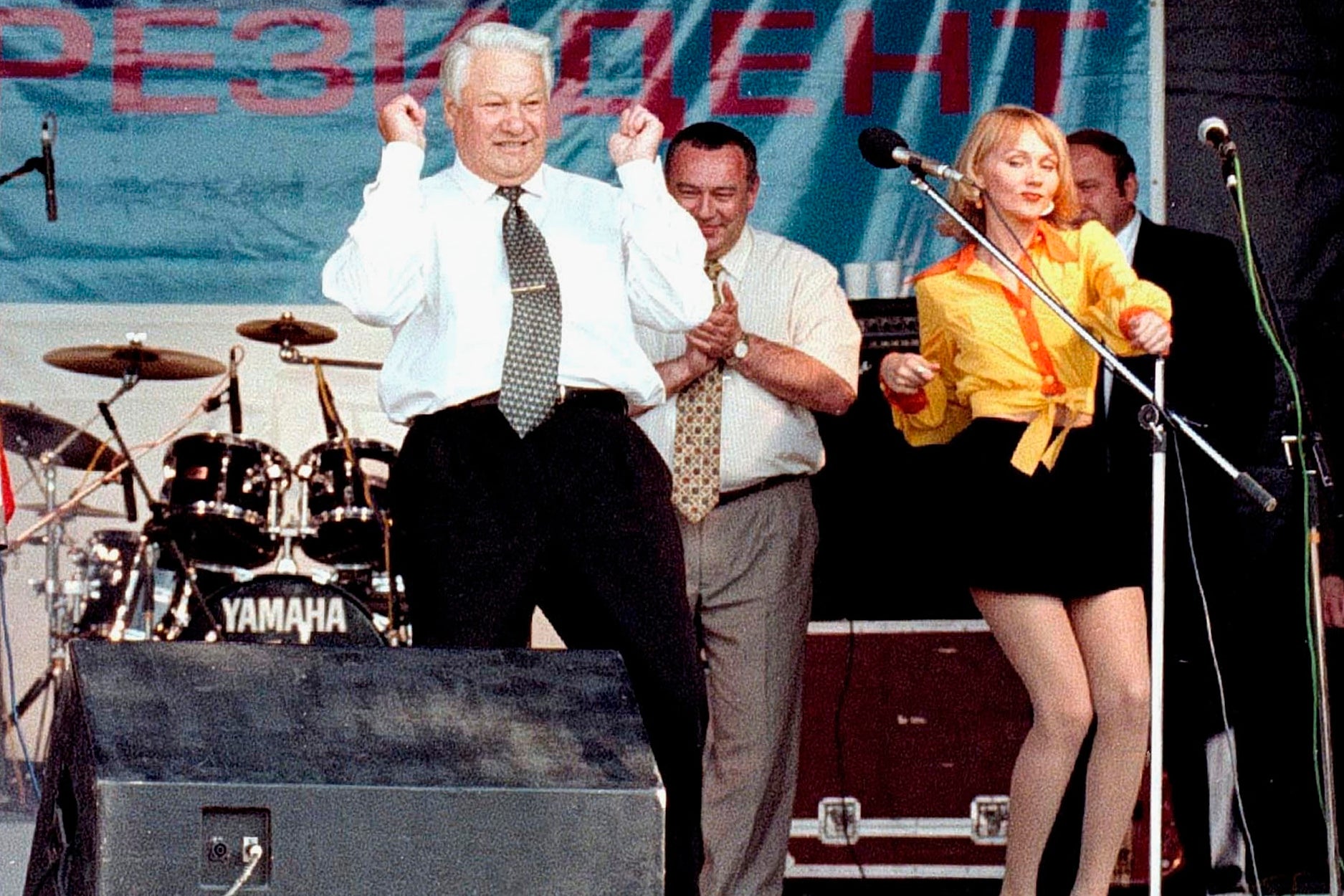 Boris Yeltsin at a rock concert in June 1996 in Rostov, Russia