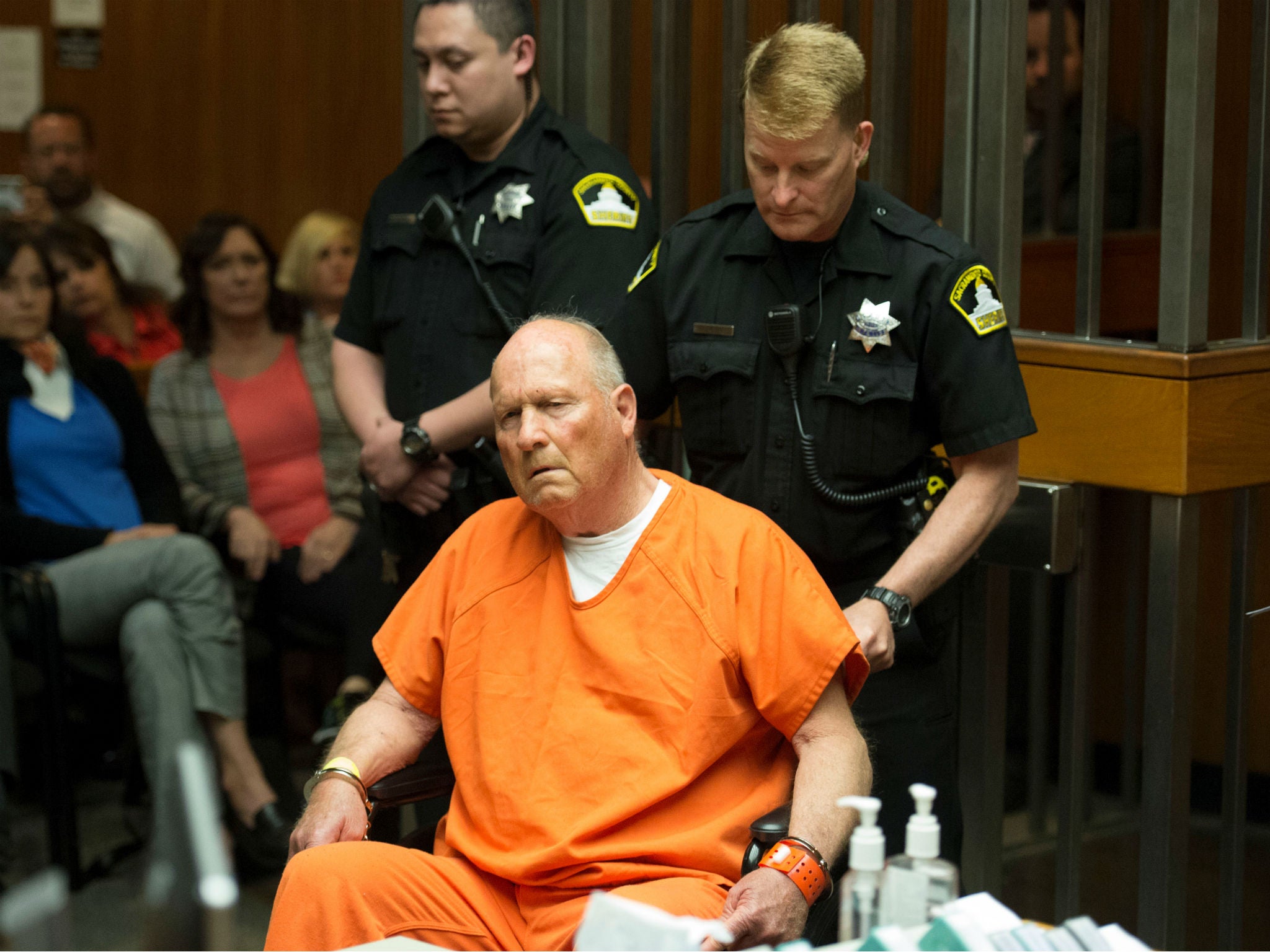 Joseph James DeAngelo at his arraignment in California Superior court in Sacramento, California