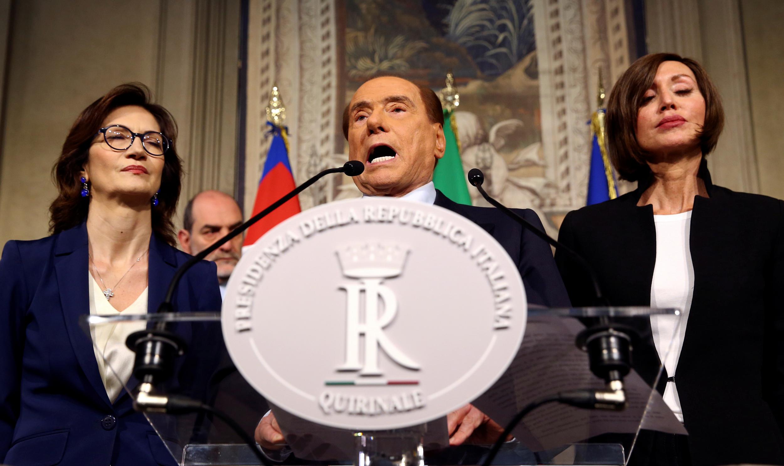 Silvio Berlusconi, pictured last month after talks with Italy's president, could stand for office again if talks fail