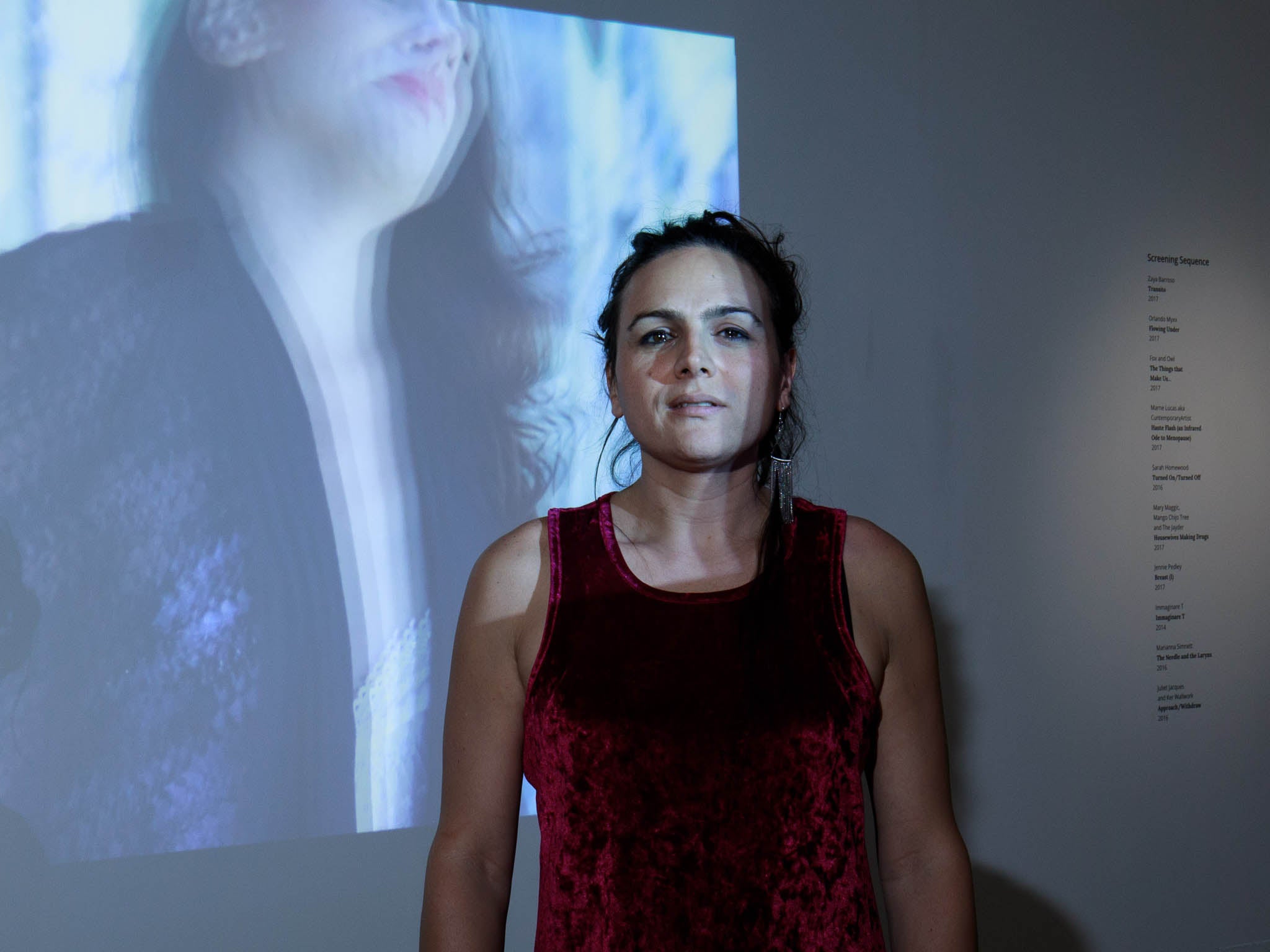 Zaya Barrosso, artist, at the Transitional States exhibition