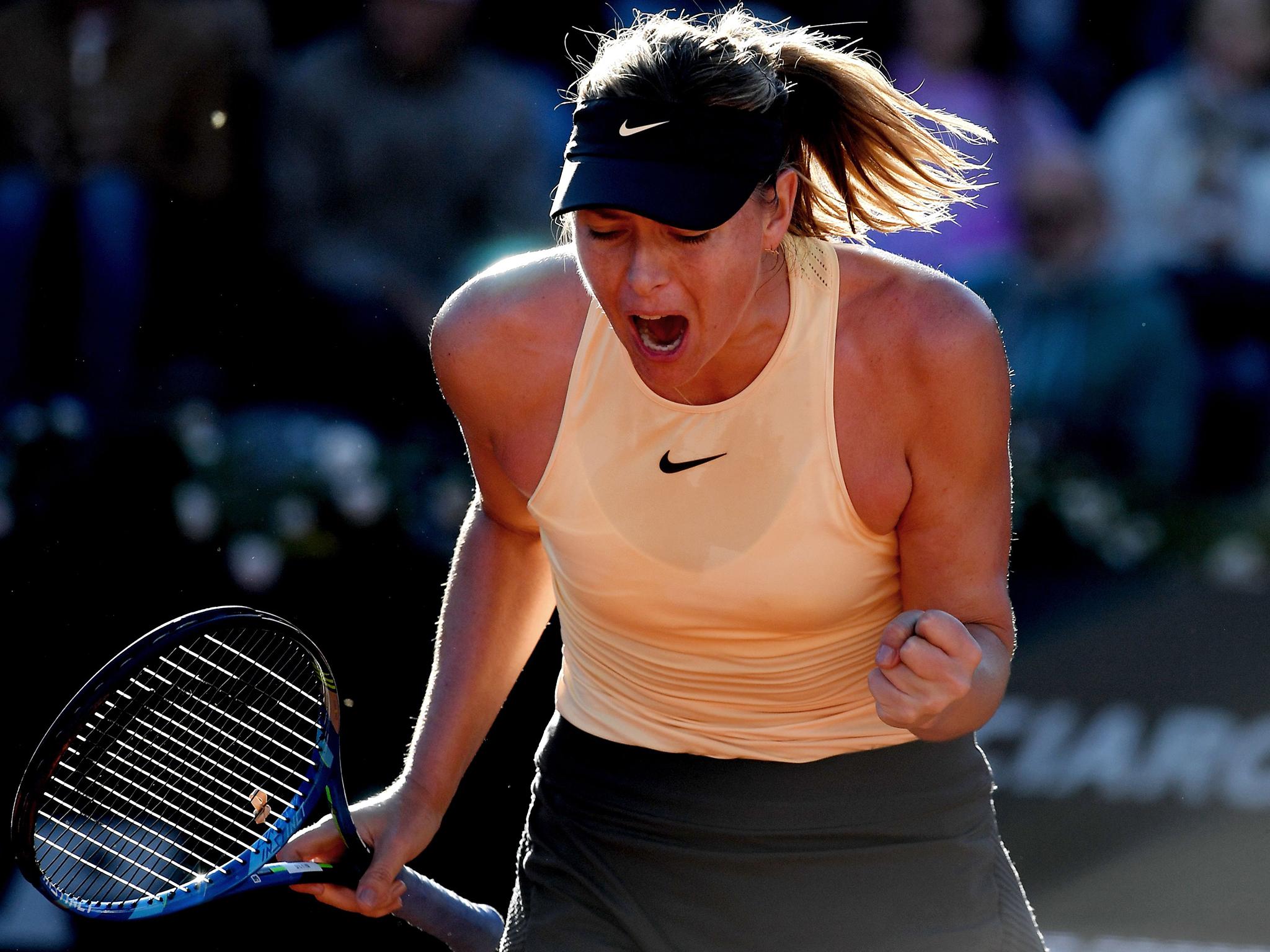 Maria Sharapova reached the second round of the Italian Open