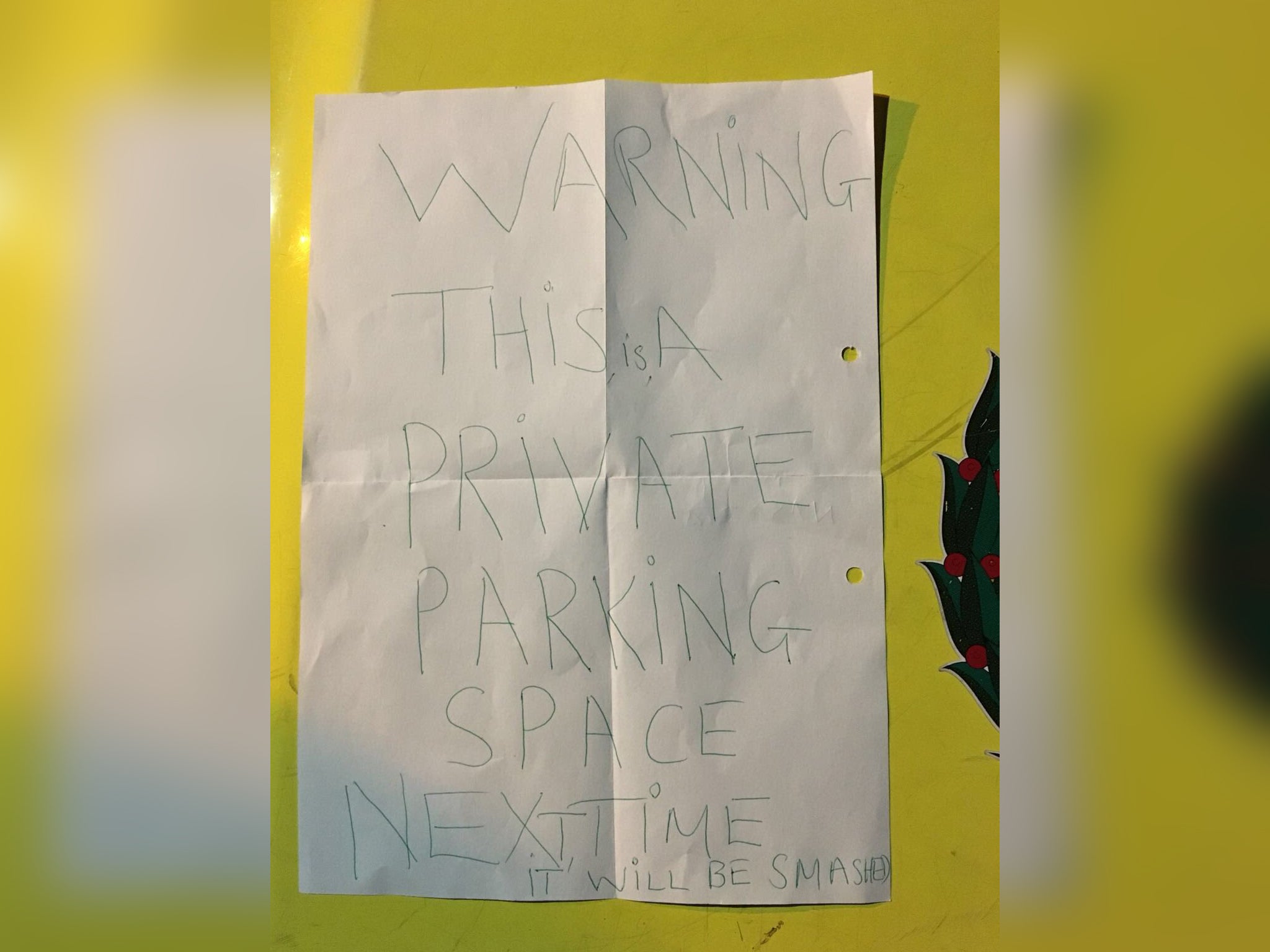 The note was left on an ambulance in Tower Hamlets, east London