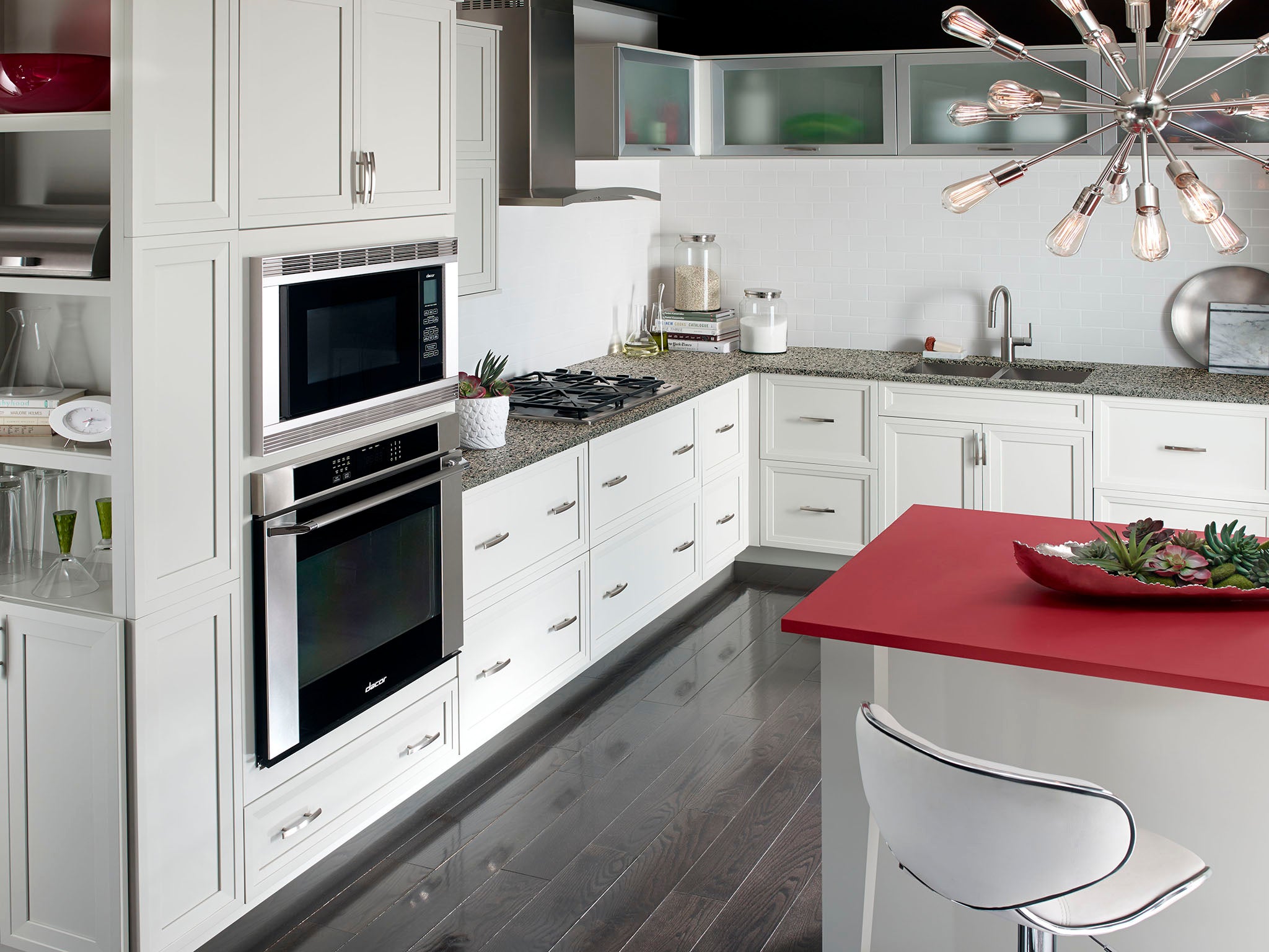 The central counter-top was done in Corian’s Royal Red