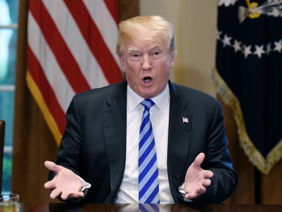 Donald Trump speaks during a meeting with California leaders and public officials who oppose California's sanctuary policies