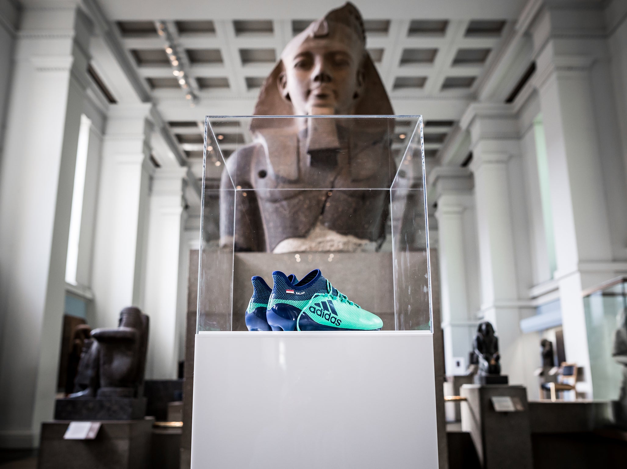 Salah's boots are on display at the British Museum