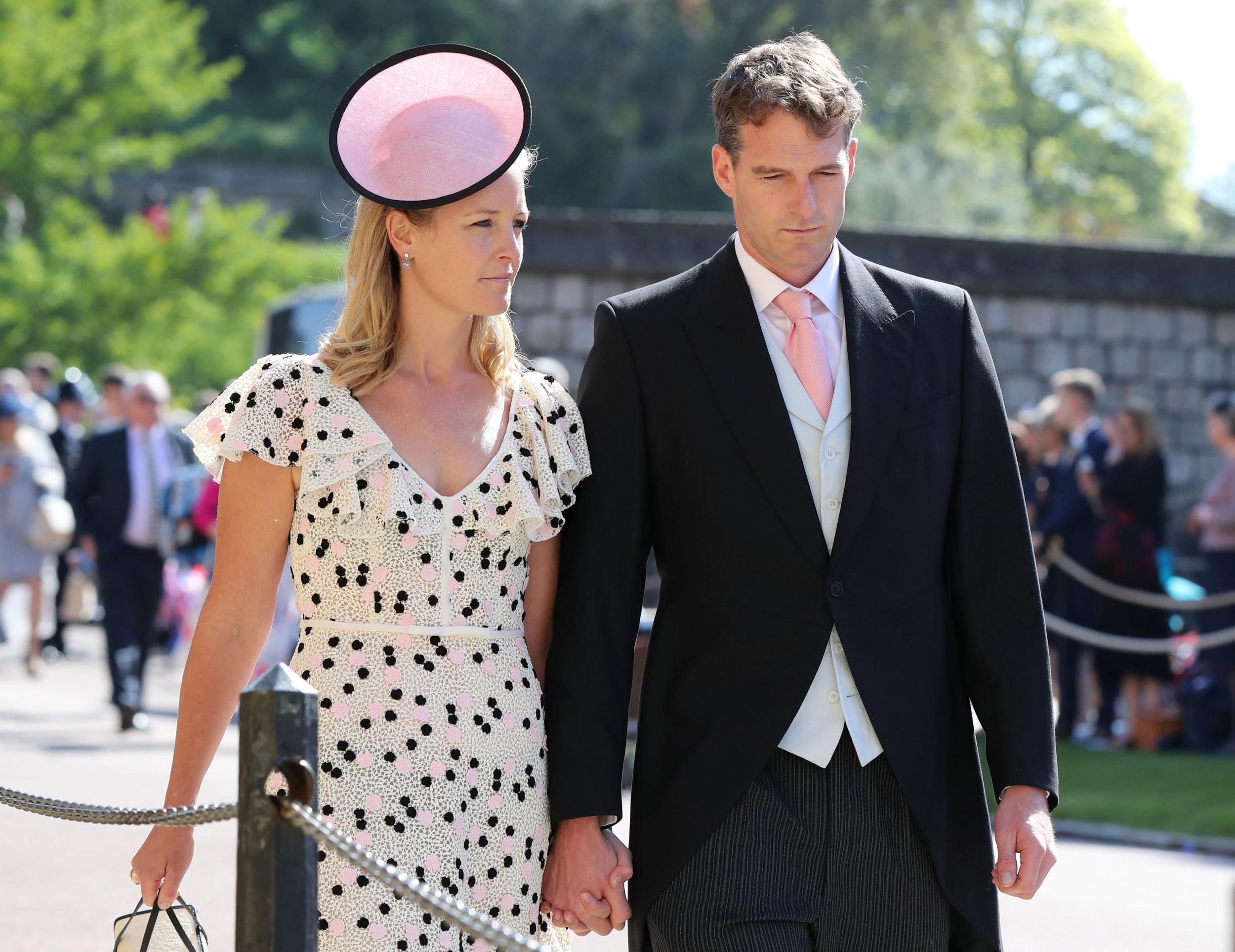 Lady Edwina and her husband, Dan Snow, at the wedding of Prince Harry and Meghan