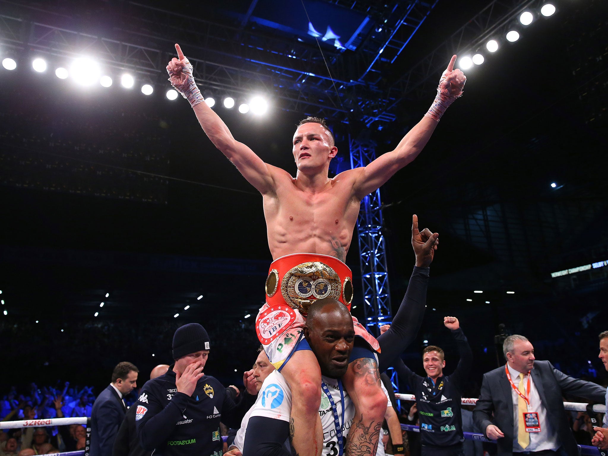 The featherweight soaks up the atmosphere at Elland Road after his surprise victory