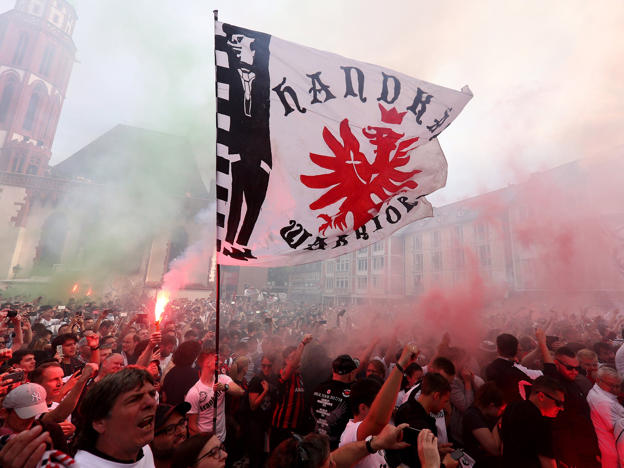 Thousands of fans turned out in front of the Römer to celebrate the victory