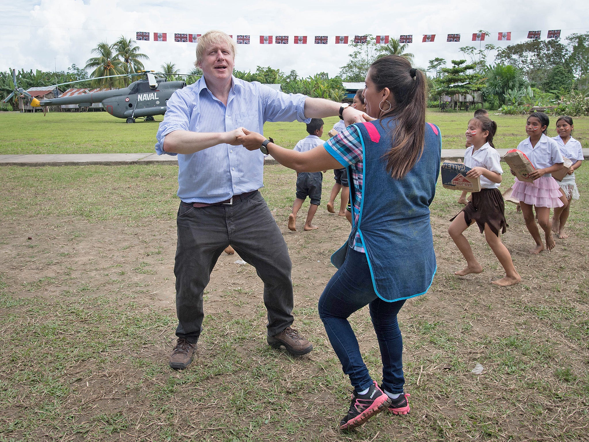 Boris Johnson spoke out on a trip to South America - where he danced with teachers and pupils